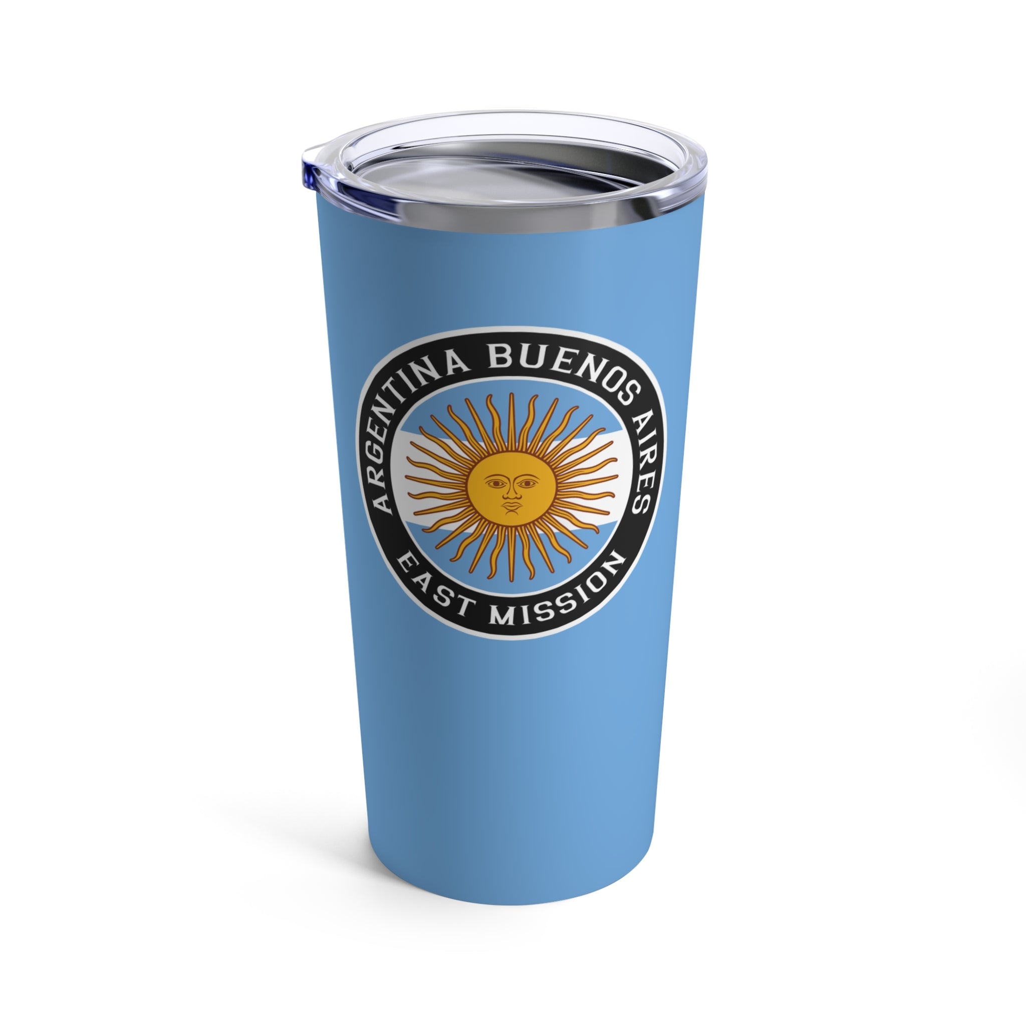 Argentina Buenos Aires East Mission Flag Logo Tumbler 20oz Light Blue - Latter-Day Saint LDS Missionary Gift - Book of Mormon