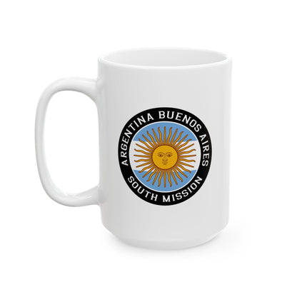 Argentina Buenos Aires South Mission Circular Flag White Ceramic Mug - Latter-Day Saint LDS Missionary Gift - Book of Mormon