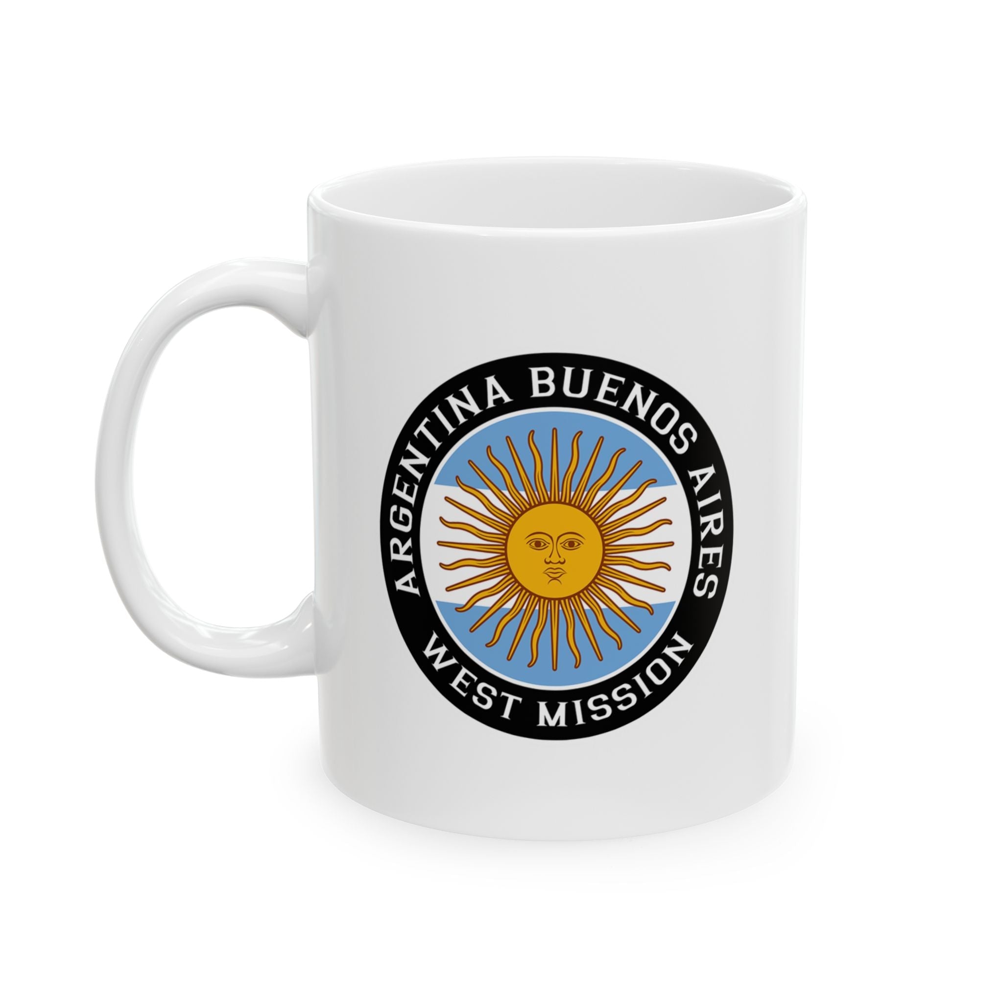 Argentina Buenos Aires West Mission Circular Flag White Ceramic Mug - Latter-Day Saint LDS Missionary Gift - Book of Mormon