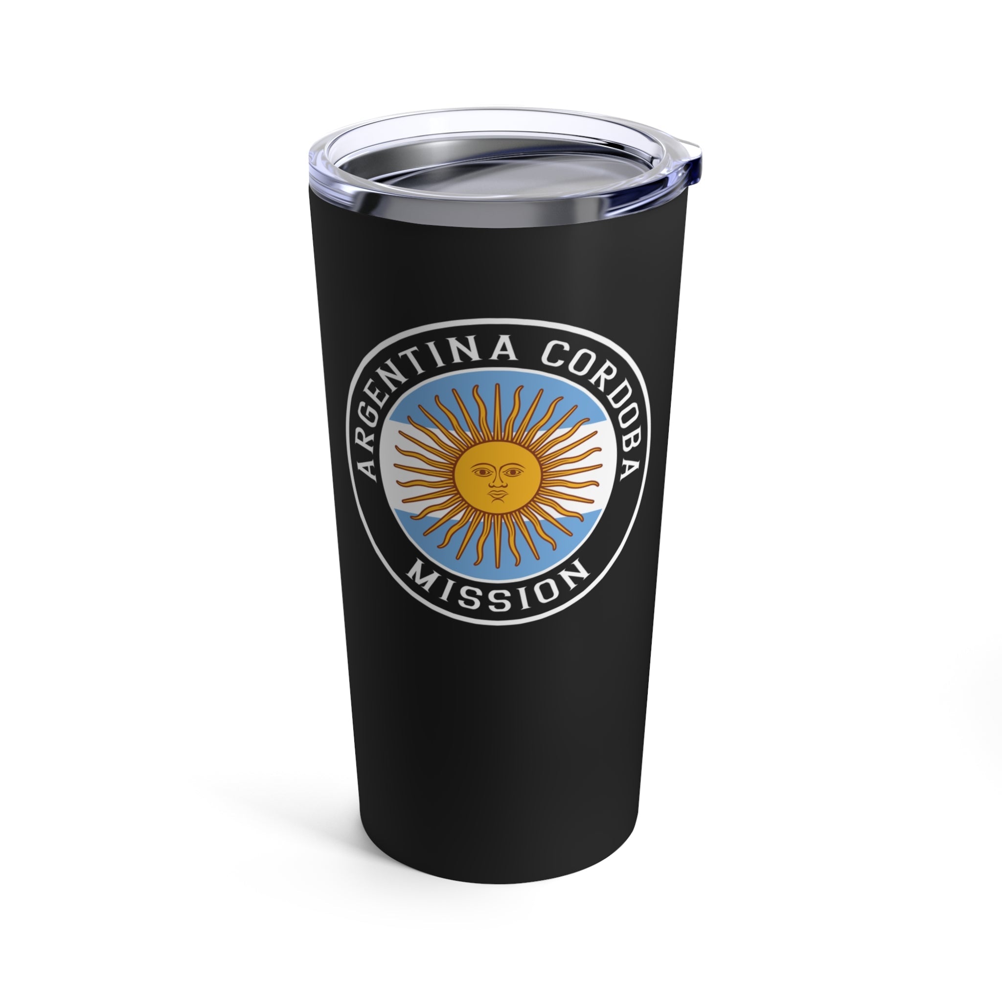 Argentina Cordoba Mission Flag Logo Tumbler 20oz Black - Latter-Day Saint LDS Missionary Gift - Book of Mormon