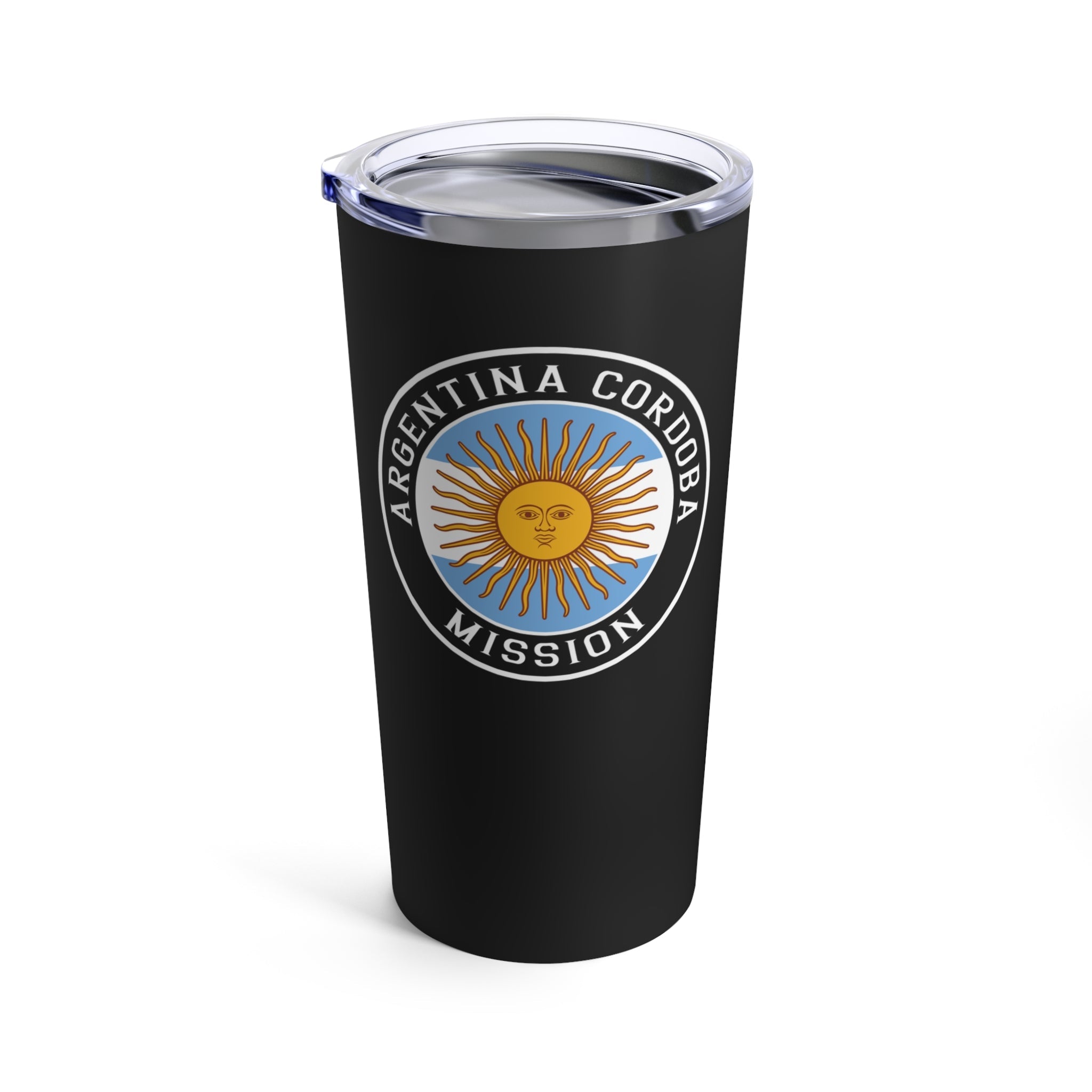 Argentina Cordoba Mission Flag Logo Tumbler 20oz Black - Latter-Day Saint LDS Missionary Gift - Book of Mormon