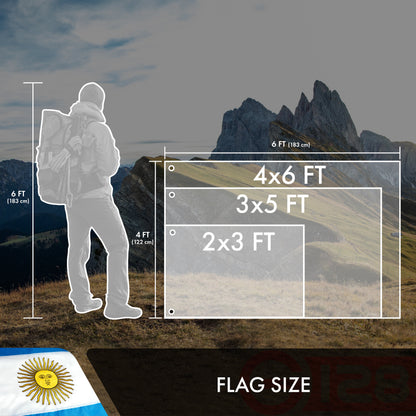 Argentina (Argentinian) Flag | 3x5 feet | Double Sided Embroidered 210D “ Indoor/Outdoor, Brass Grommets, Heavy Duty Polyester