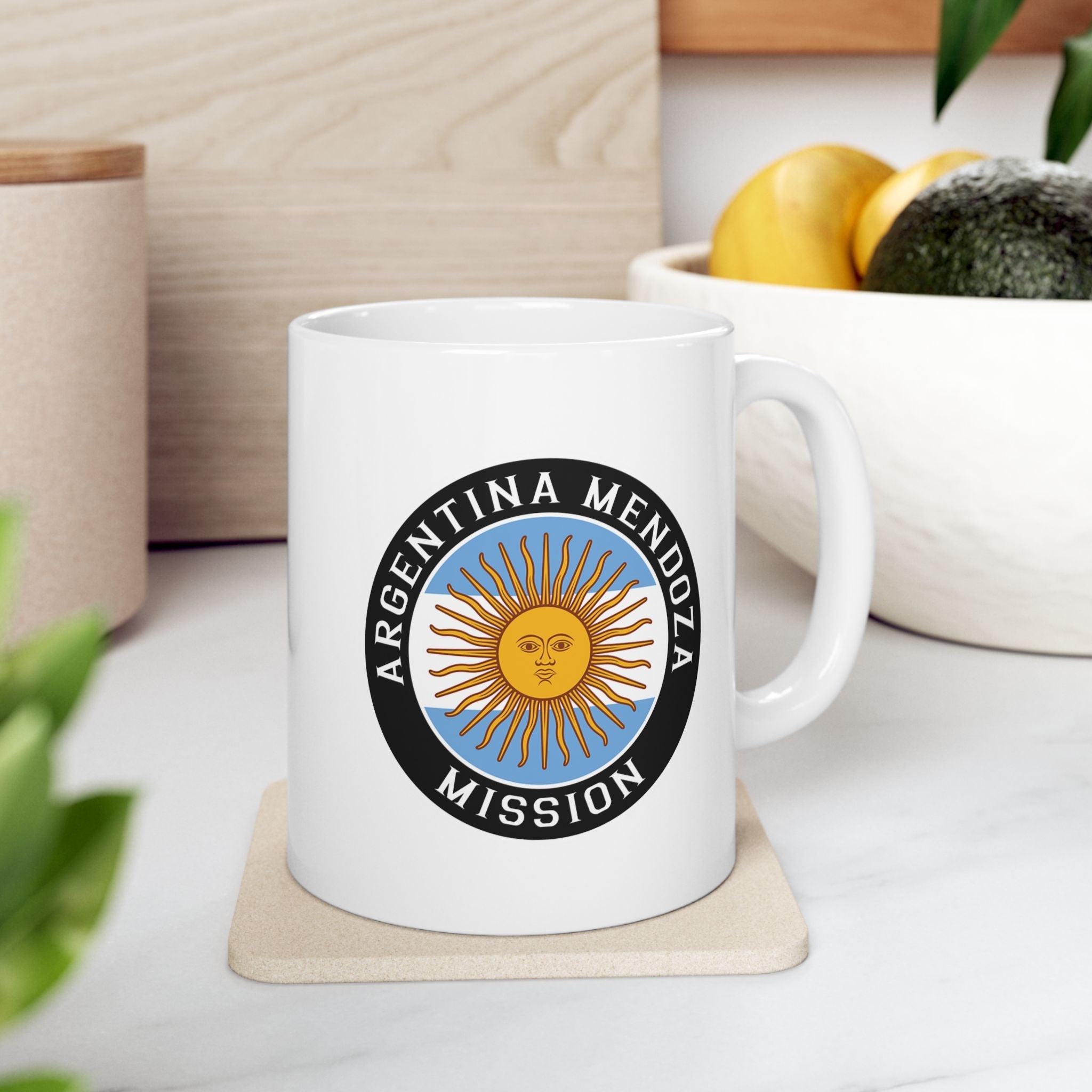 Argentina Mendoza Mission Circular Flag White Ceramic Mug - Latter-Day Saint LDS Missionary Gift - Book of Mormon