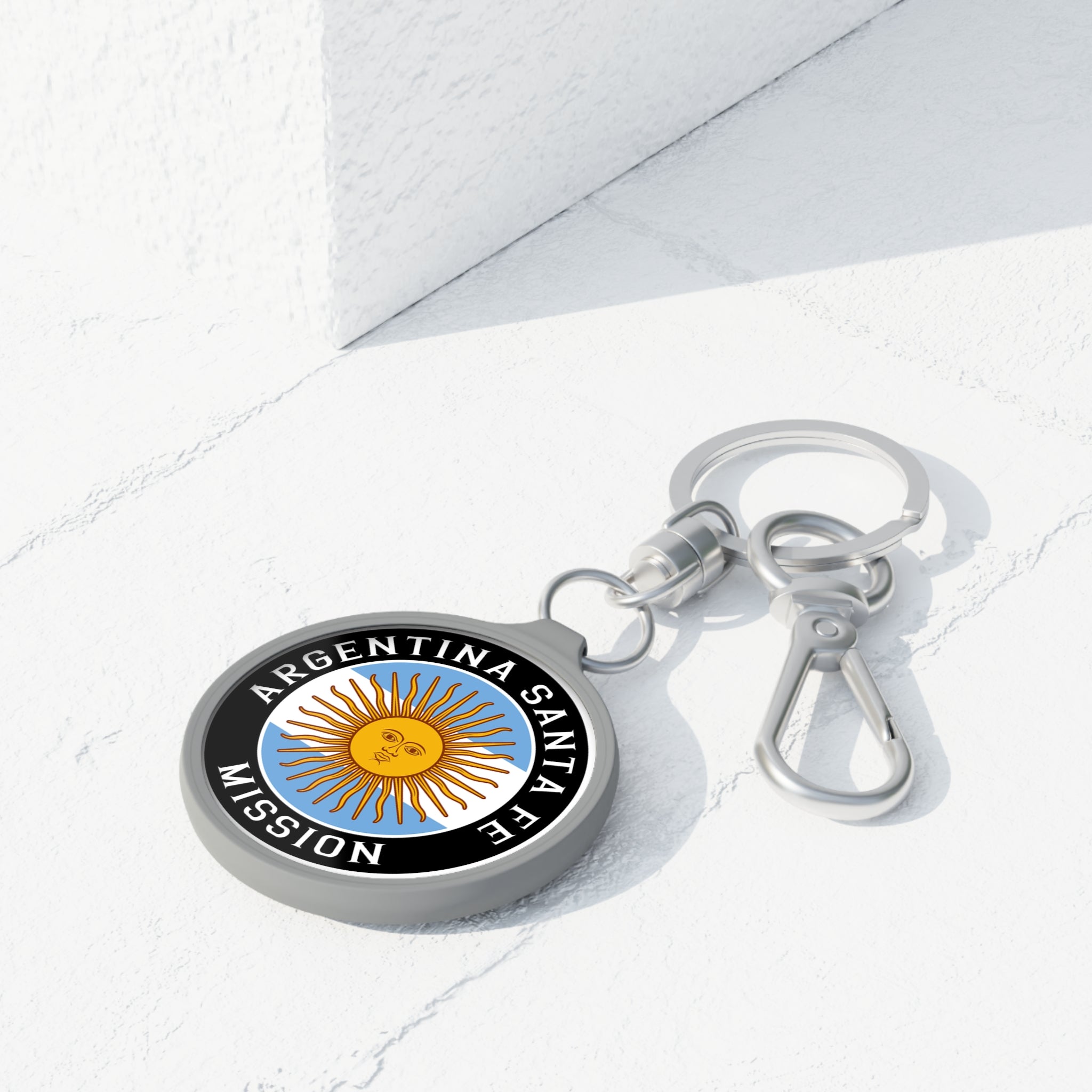 Argentina Santa Fe Mission Circle Flag Key Tag - Latter-Day Saint LDS Missionary Gift - Book of Mormon