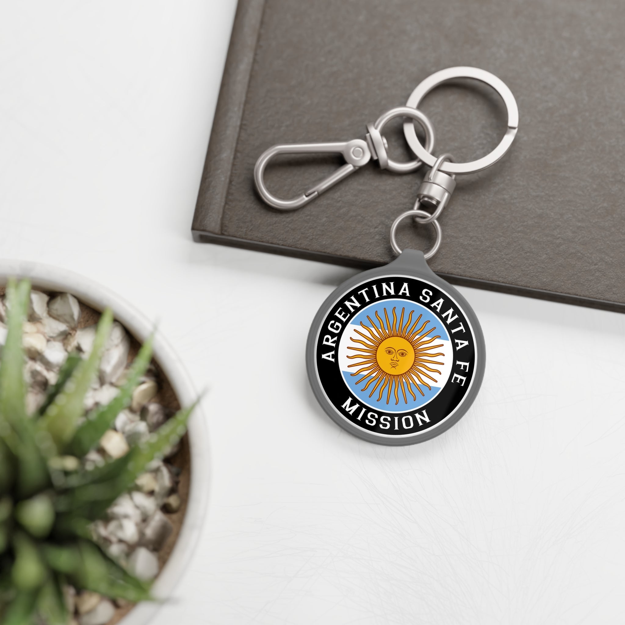 Argentina Santa Fe Mission Circle Flag Key Tag - Latter-Day Saint LDS Missionary Gift - Book of Mormon