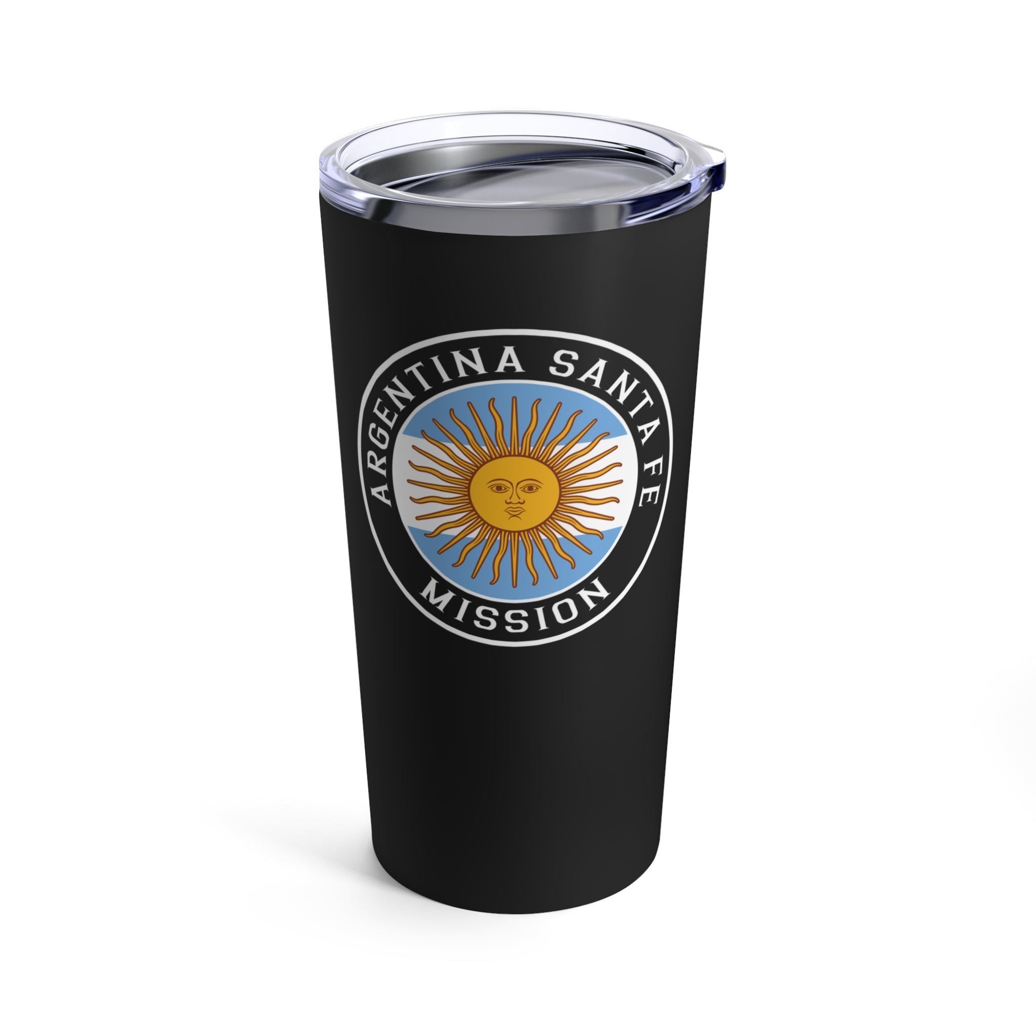 Argentina Santa Fe Mission Flag Logo Tumbler 20oz Black - Latter-Day Saint LDS Missionary Gift - Book of Mormon