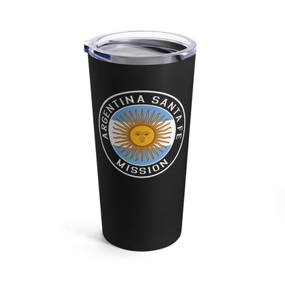 Argentina Santa Fe Mission Flag Logo Tumbler 20oz Black - Latter-Day Saint LDS Missionary Gift - Book of Mormon