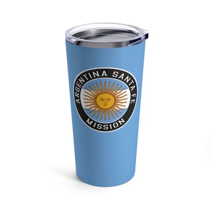 Argentina Santa Fe Mission Flag Logo Tumbler 20oz Light Blue - Latter-Day Saint LDS Missionary Gift - Book of Mormon