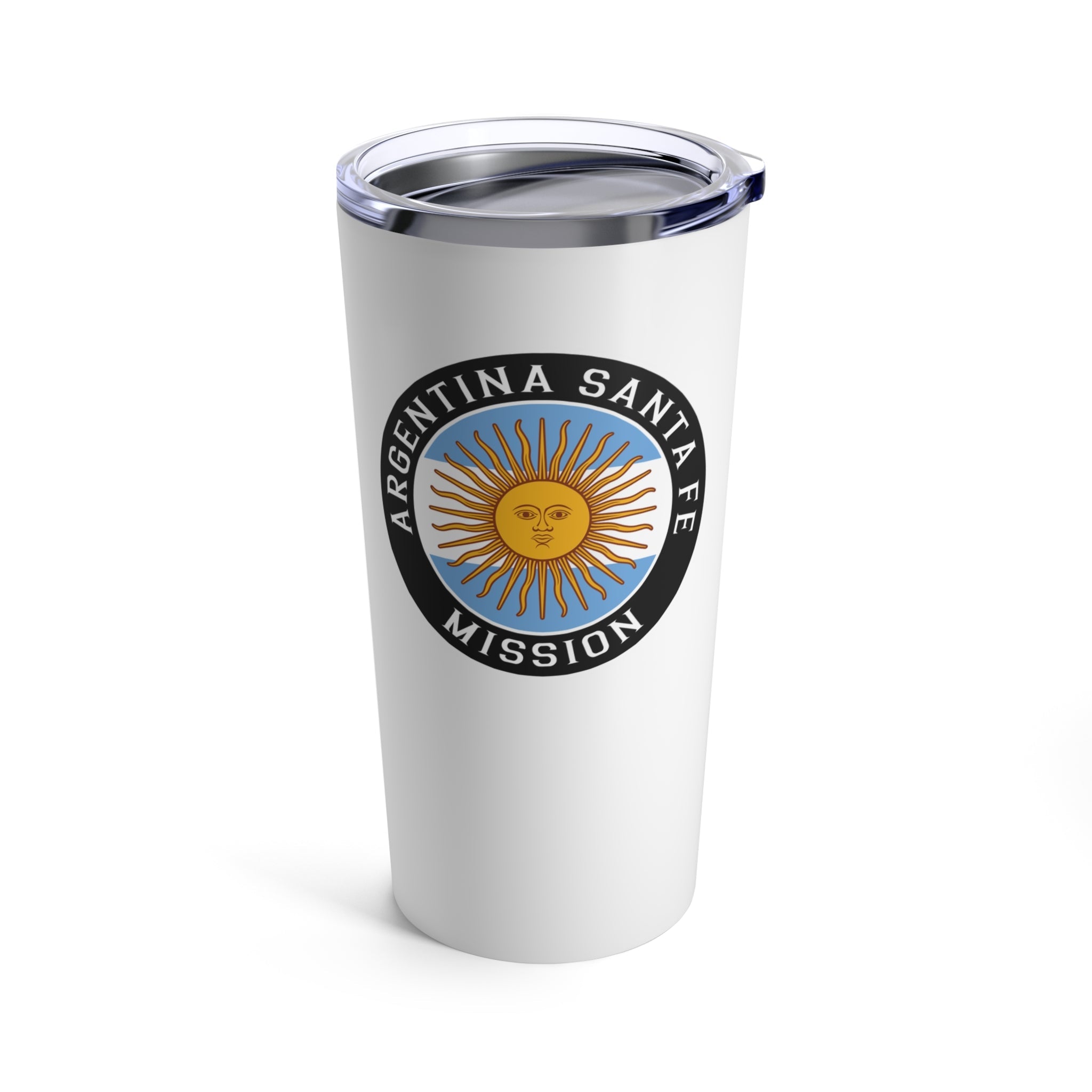 Argentina Santa Fe Mission Flag Logo Tumbler 20oz White - Latter-Day Saint LDS Missionary Gift - Book of Mormon