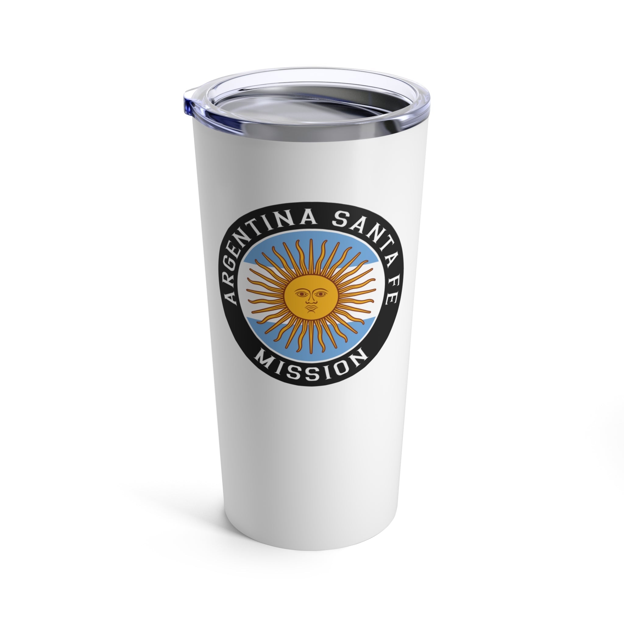 Argentina Santa Fe Mission Flag Logo Tumbler 20oz White - Latter-Day Saint LDS Missionary Gift - Book of Mormon