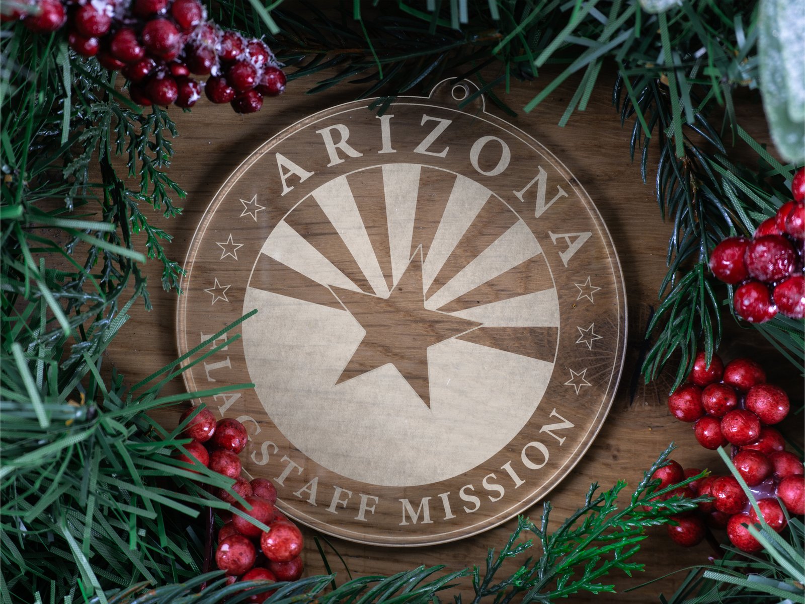 LDS Arizona Flagstaff Mission Christmas Ornament with Christmas Decorations