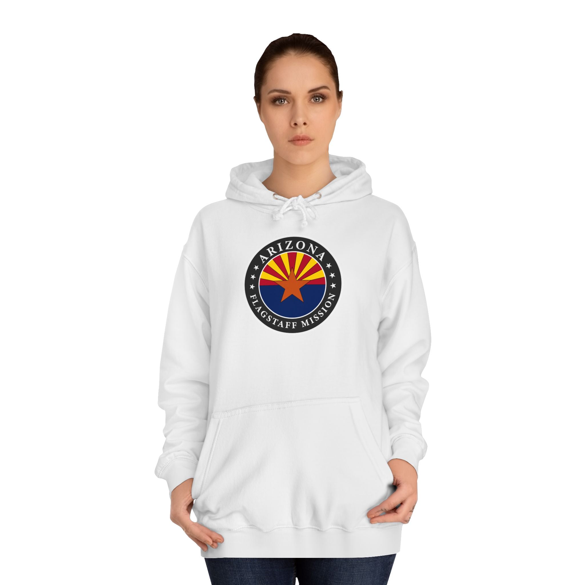 Arizona Flagstaff Mission State Flag Logo (Black Border) College Hoodie - Latter-Day Saint LDS Missionary Gift - Book of Mormon