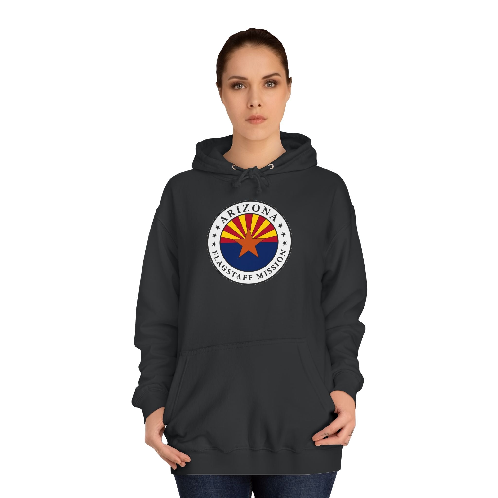 Arizona Flagstaff Mission State Flag Logo (White Border) College Hoodie