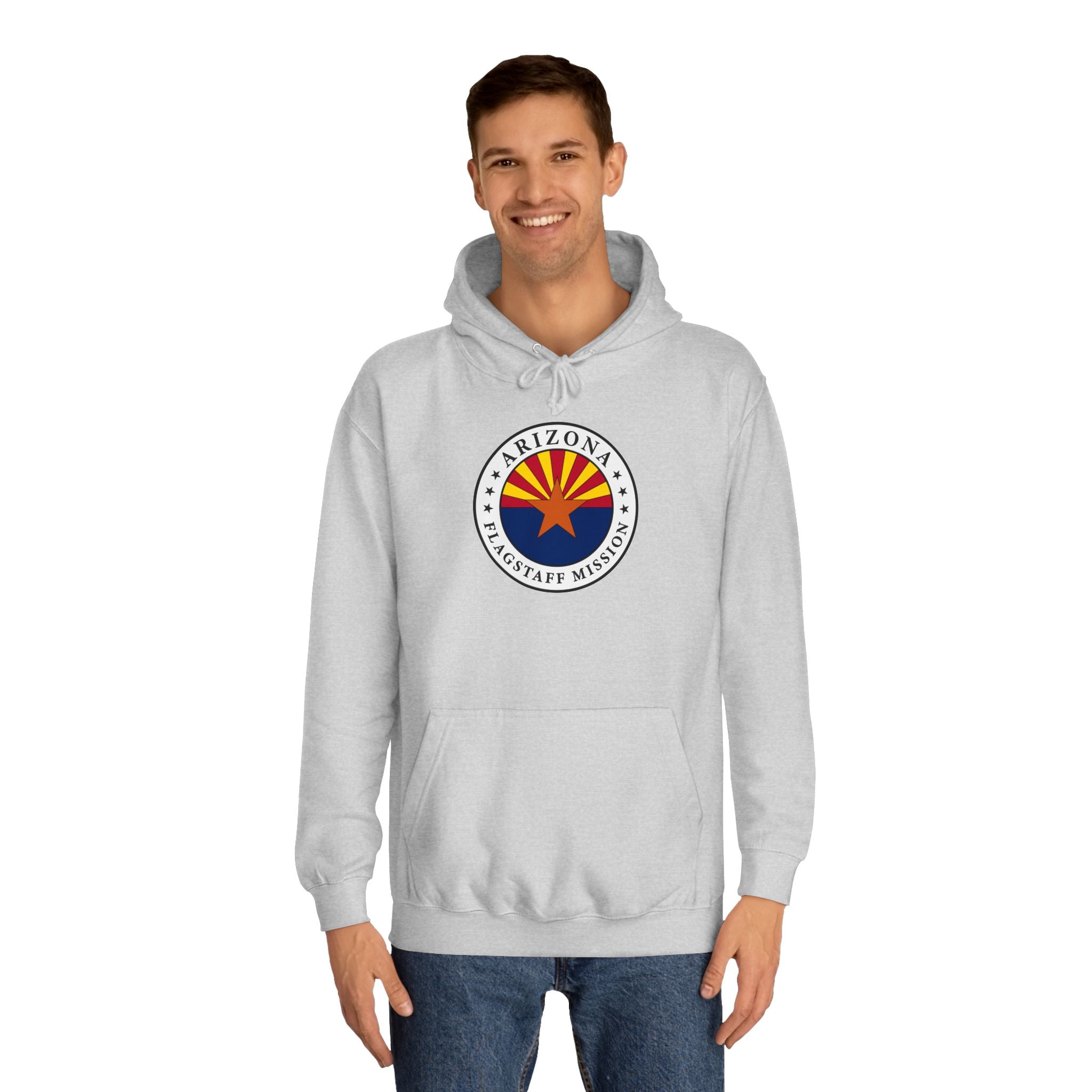 Arizona Flagstaff Mission State Flag Logo (White Border) College Hoodie