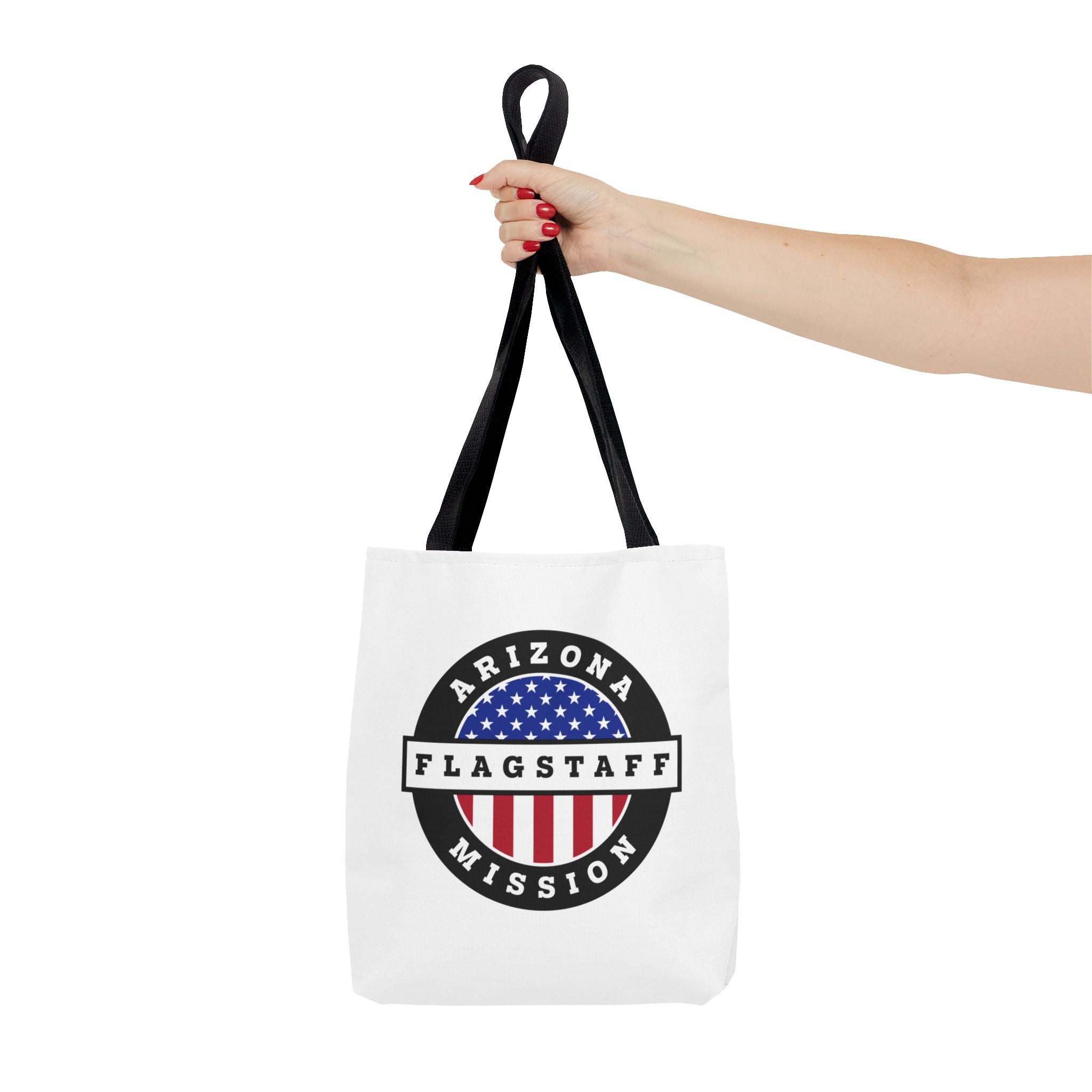 Arizona Flagstaff Mission USA Flag Logo Tote Bag White - Latter-Day Saint LDS Missionary Gift - Book of Mormon