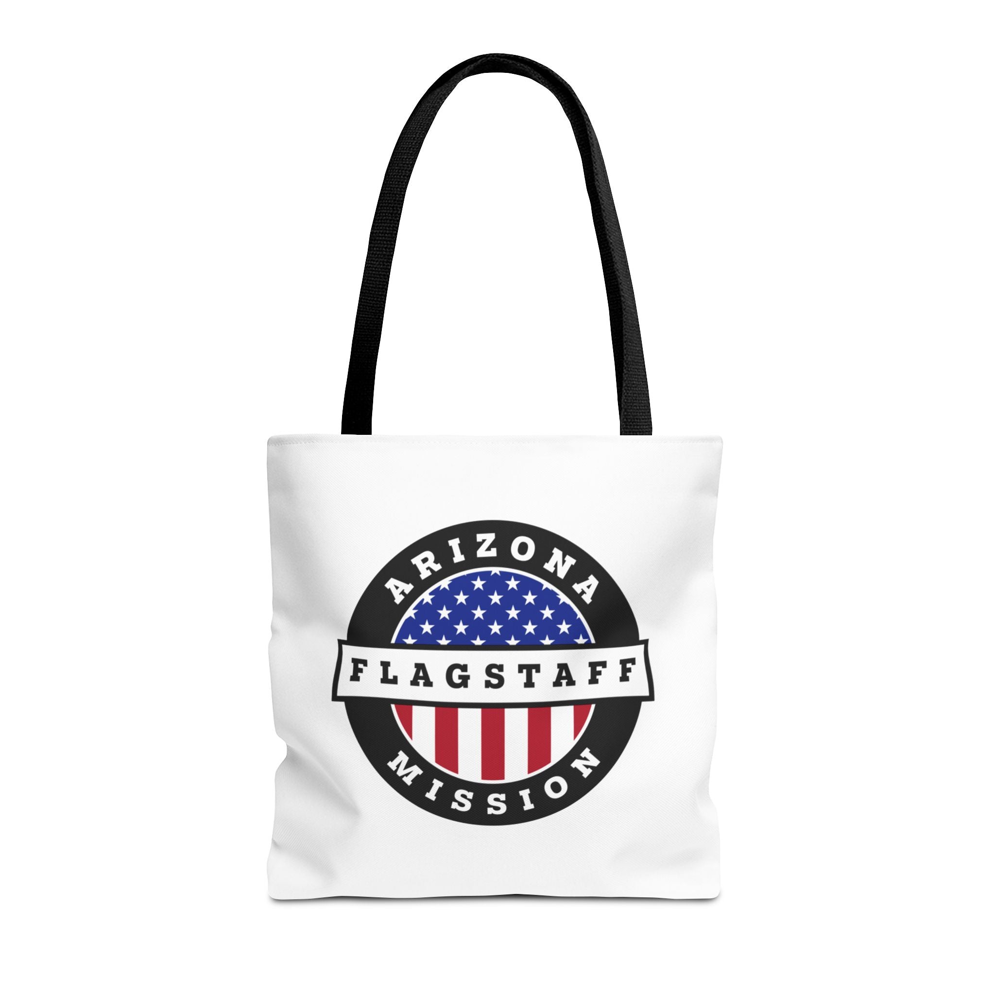 Arizona Flagstaff Mission USA Flag Logo Tote Bag White - Latter-Day Saint LDS Missionary Gift - Book of Mormon