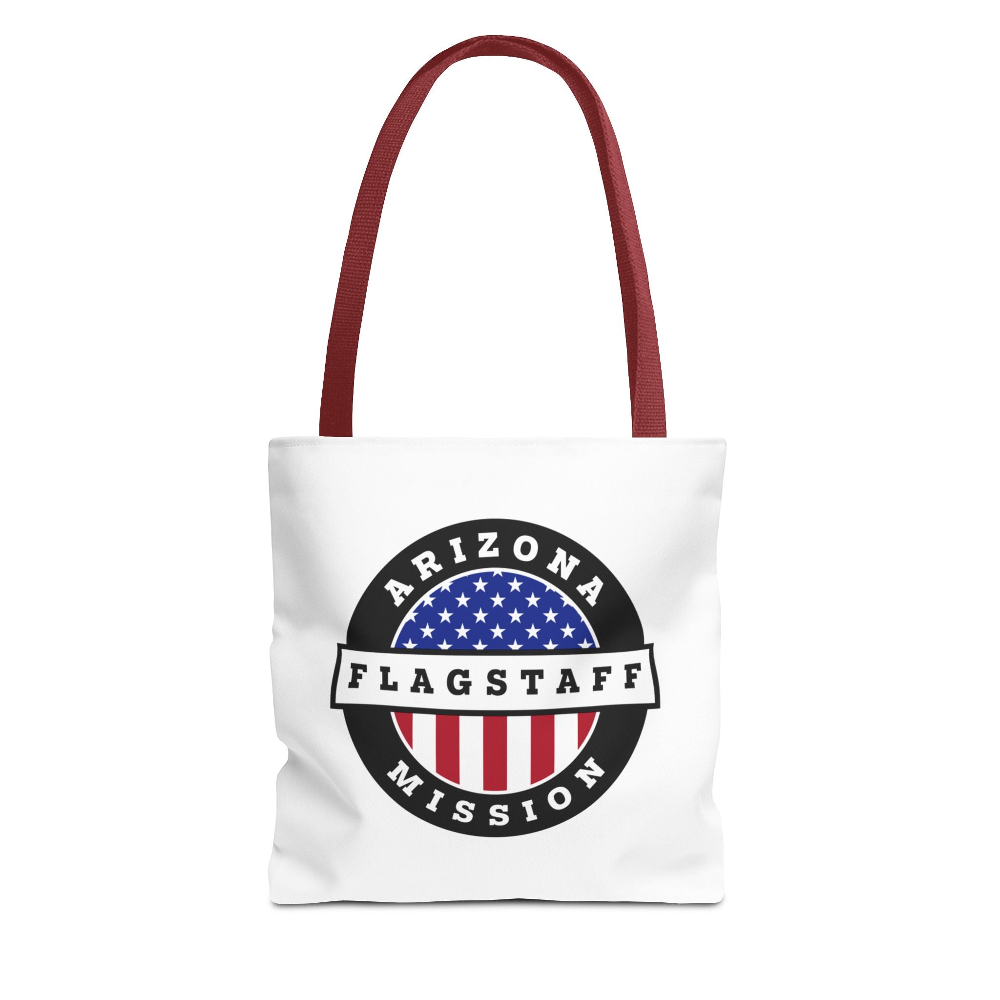 Arizona Flagstaff Mission USA Flag Logo Tote Bag White - Latter-Day Saint LDS Missionary Gift - Book of Mormon