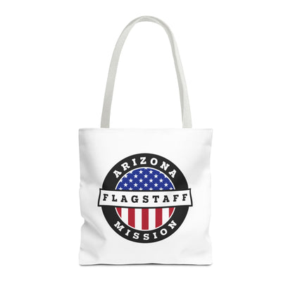 Arizona Flagstaff Mission USA Flag Logo Tote Bag White - Latter-Day Saint LDS Missionary Gift - Book of Mormon