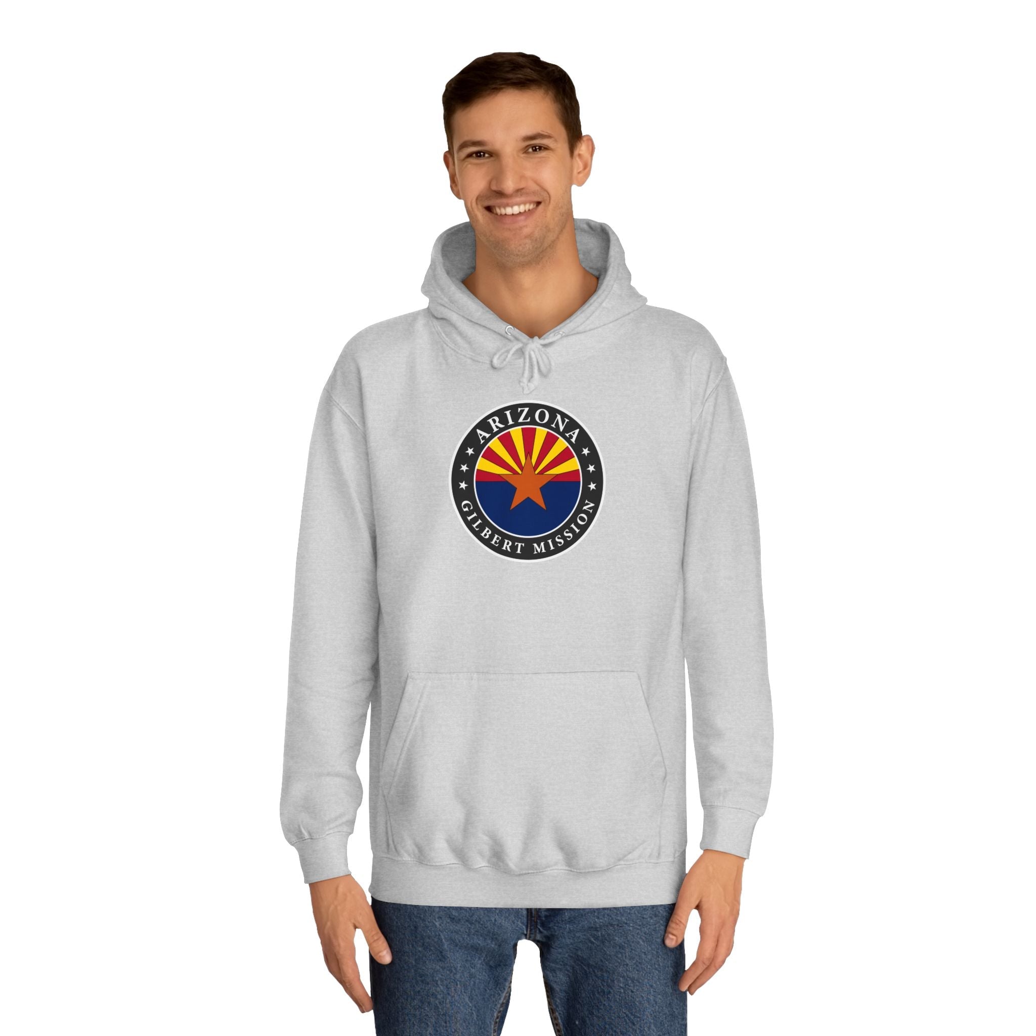 Arizona Gilbert Mission State Flag Logo (Black Border) College Hoodie - Latter-Day Saint LDS Missionary Gift - Book of Mormon