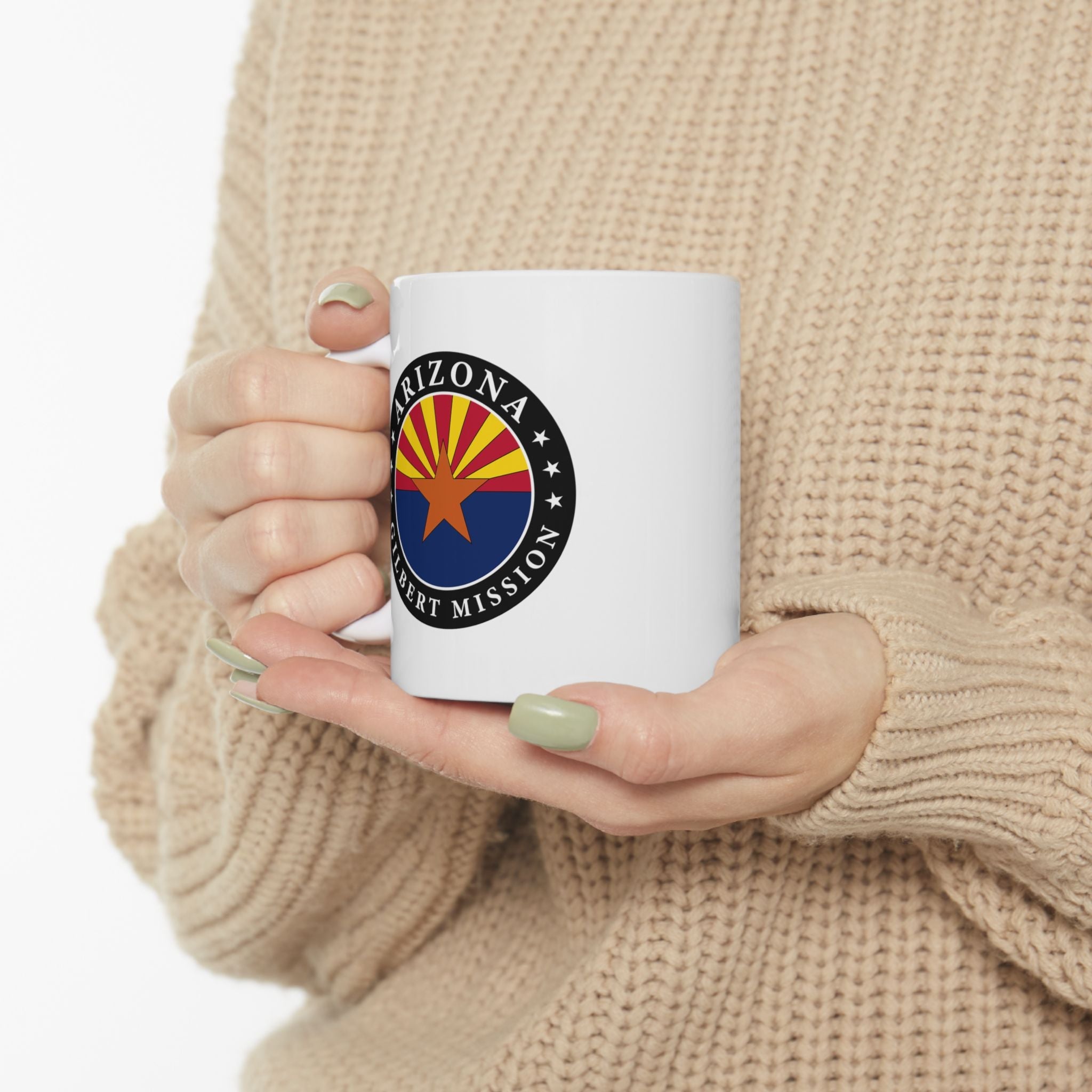 Arizona Gilbert Mission State Flag Logo Ceramic Mug White Name - Latter-Day Saint LDS Missionary Gift - Book of Mormon