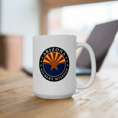 Arizona Gilbert Mission State Flag Logo Ceramic Mug White Name - Latter-Day Saint LDS Missionary Gift - Book of Mormon