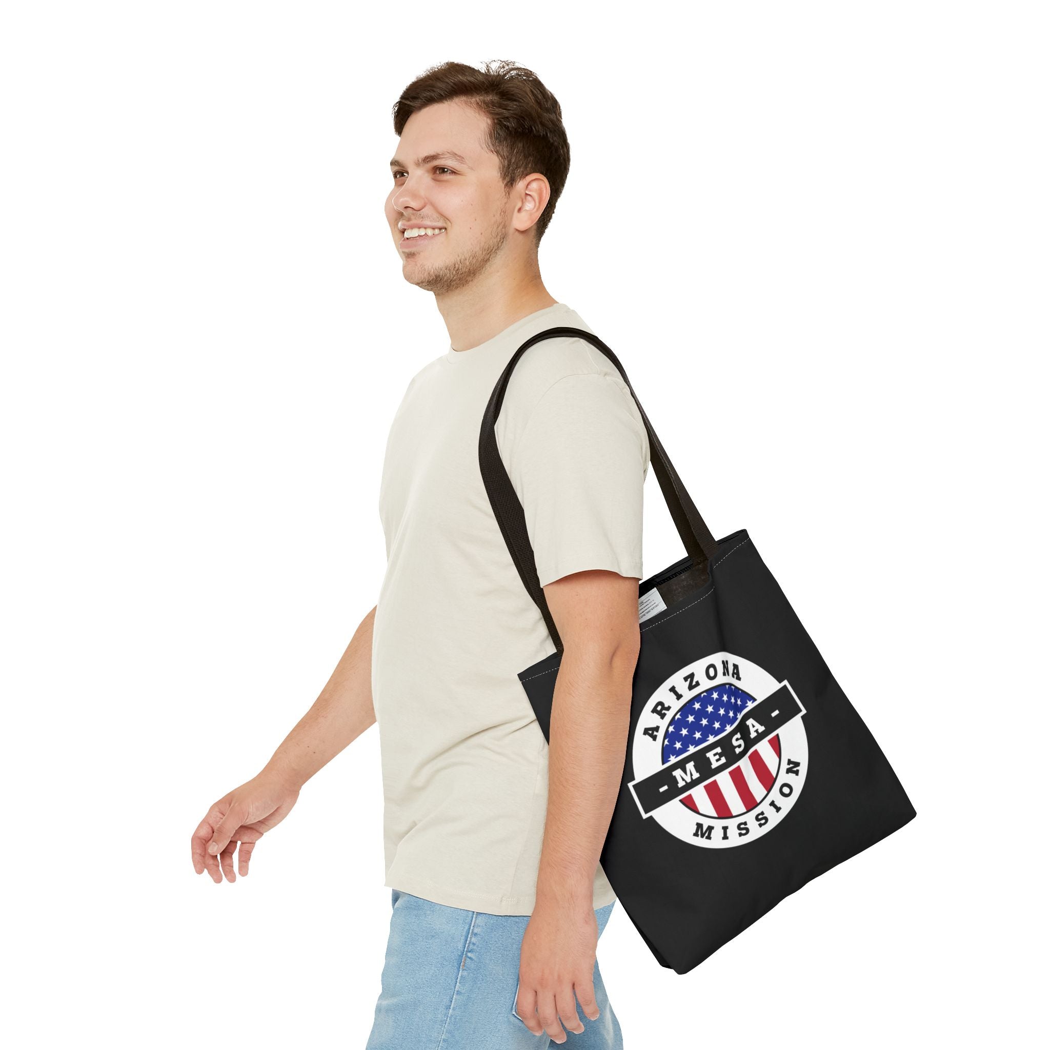 Arizona Mesa Mission USA Flag Logo Tote Bag Black - Latter-Day Saint LDS Missionary Gift - Book of Mormon