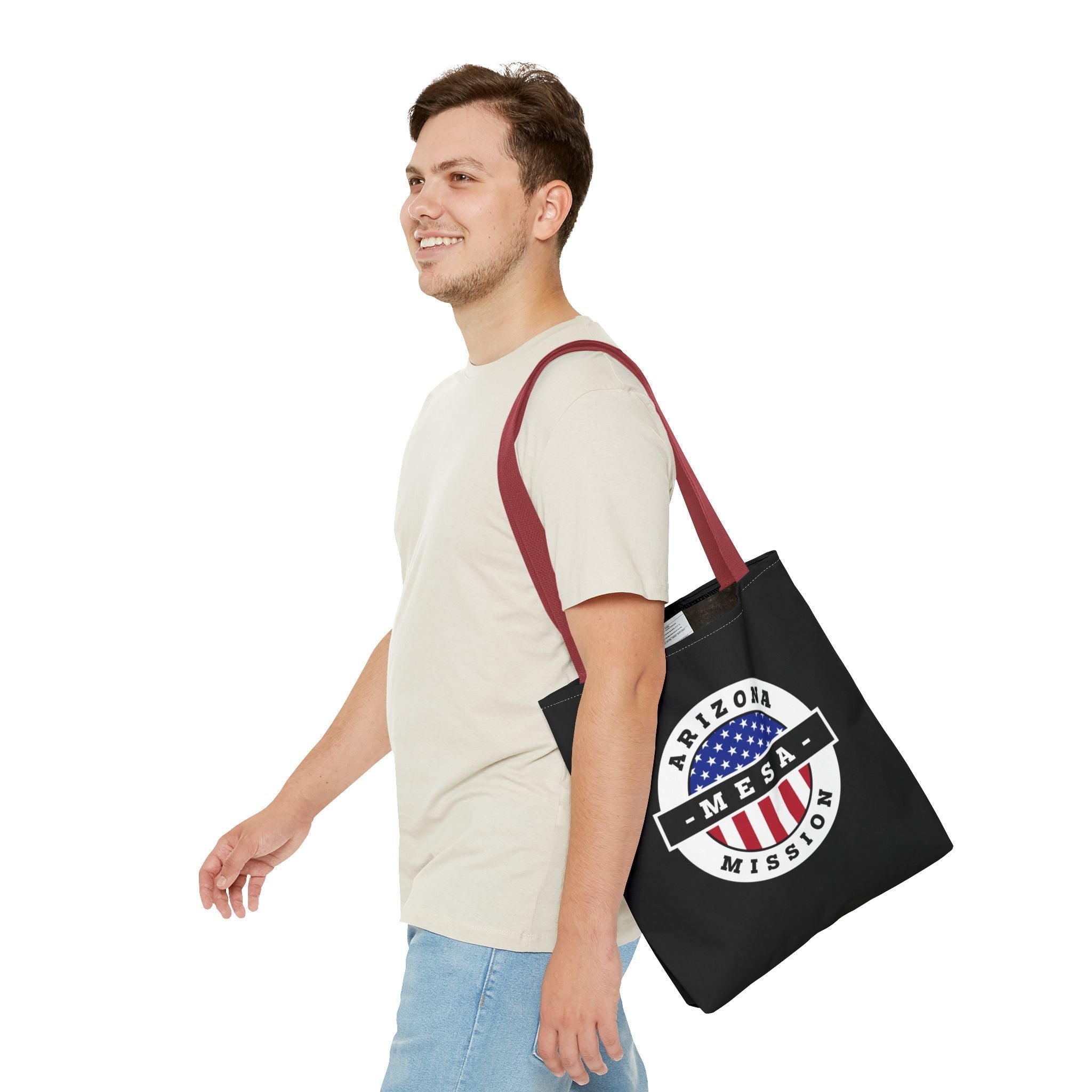 Arizona Mesa Mission USA Flag Logo Tote Bag Black - Latter-Day Saint LDS Missionary Gift - Book of Mormon