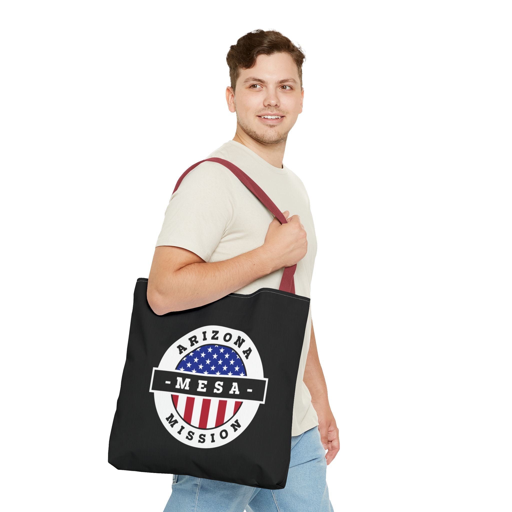 Arizona Mesa Mission USA Flag Logo Tote Bag Black - Latter-Day Saint LDS Missionary Gift - Book of Mormon