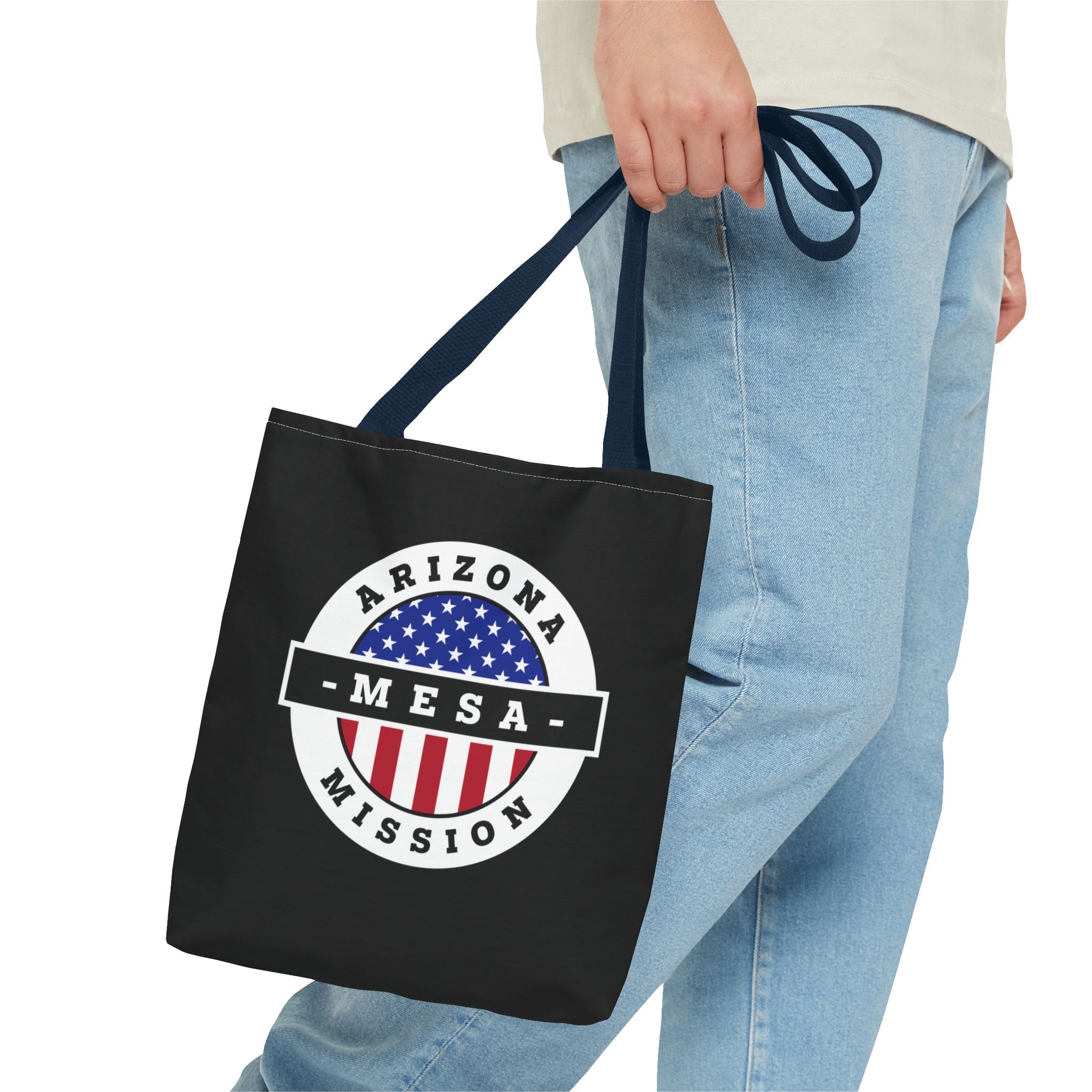 Arizona Mesa Mission USA Flag Logo Tote Bag Black - Latter-Day Saint LDS Missionary Gift - Book of Mormon