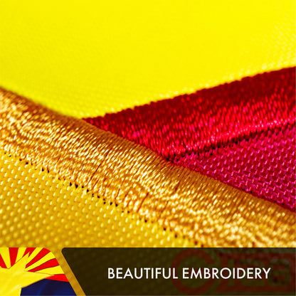 Arizona State Flag 210D Embroidered Polyester 3x5 Ft - Double Sided 2ply
