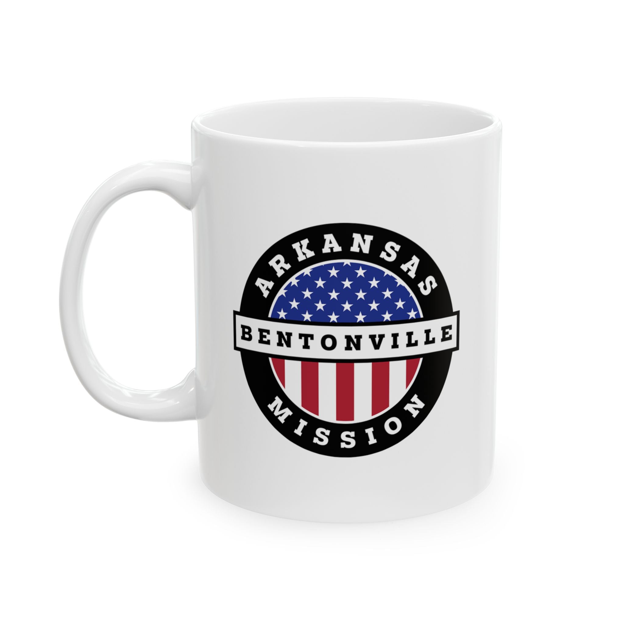 Arkansas Bentonville Mission Circular Flag White Ceramic Mug - Latter-Day Saint LDS Missionary Gift - Book of Mormon