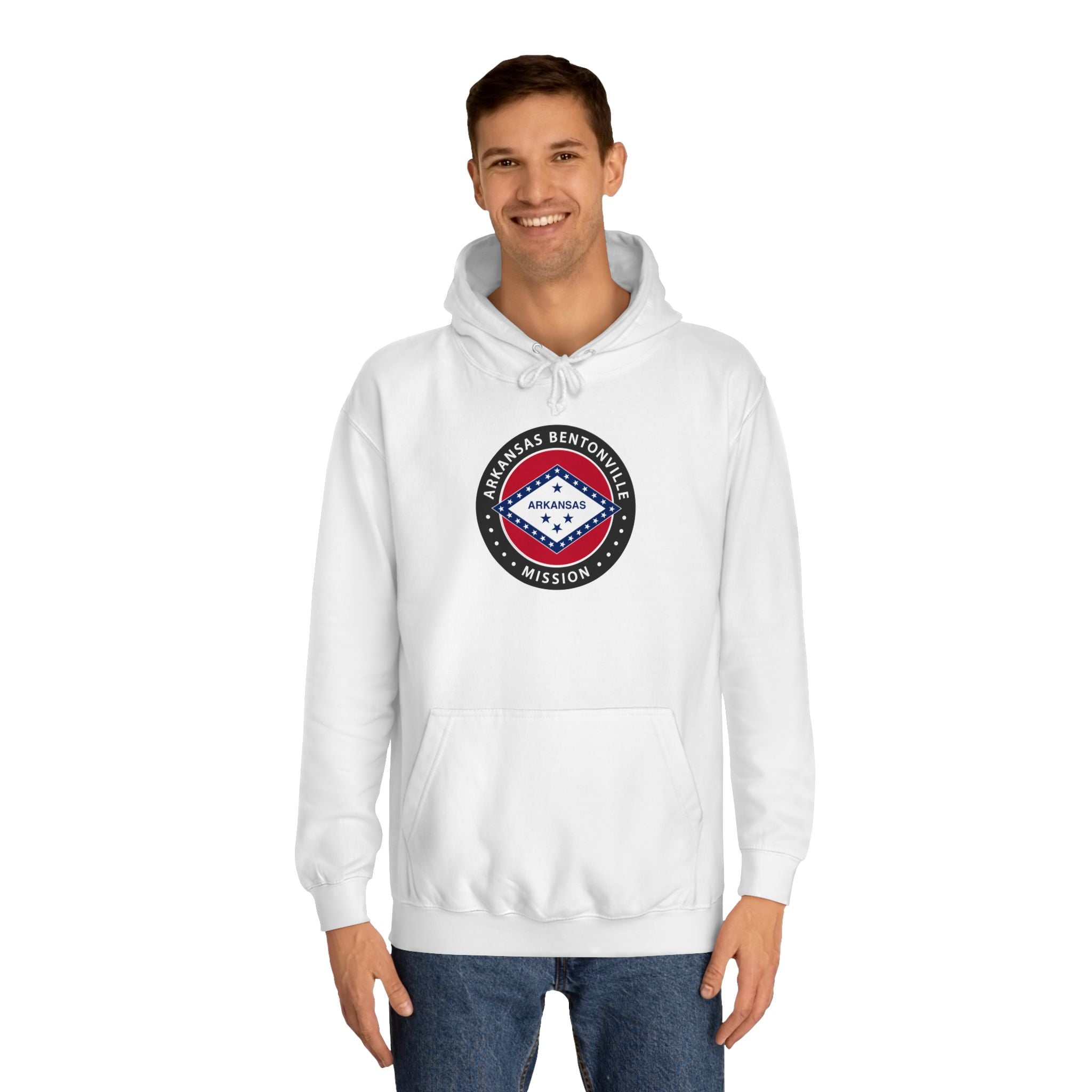 Arkansas Bentonville Mission State Flag Logo (Black Border) College Hoodie - Latter-Day Saint LDS Missionary Gift - Book of Mormon