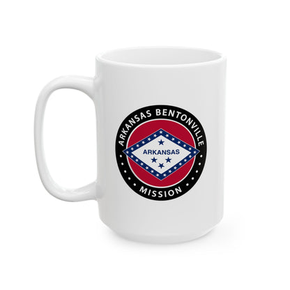 Arkansas Bentonville Mission State Flag Logo Ceramic Mug White Name - Latter-Day Saint LDS Missionary Gift - Book of Mormon