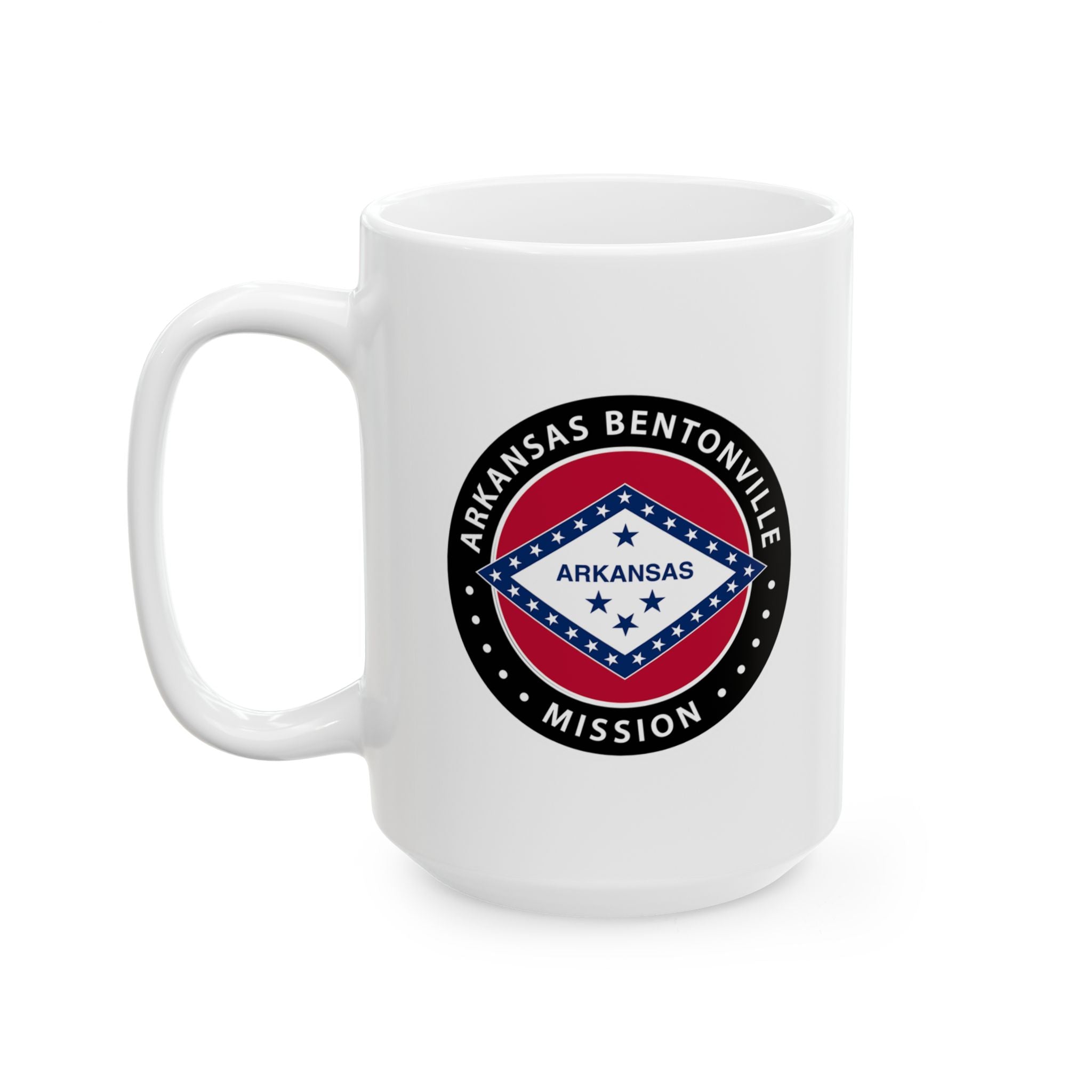 Arkansas Bentonville Mission State Flag Logo Ceramic Mug White Name - Latter-Day Saint LDS Missionary Gift - Book of Mormon