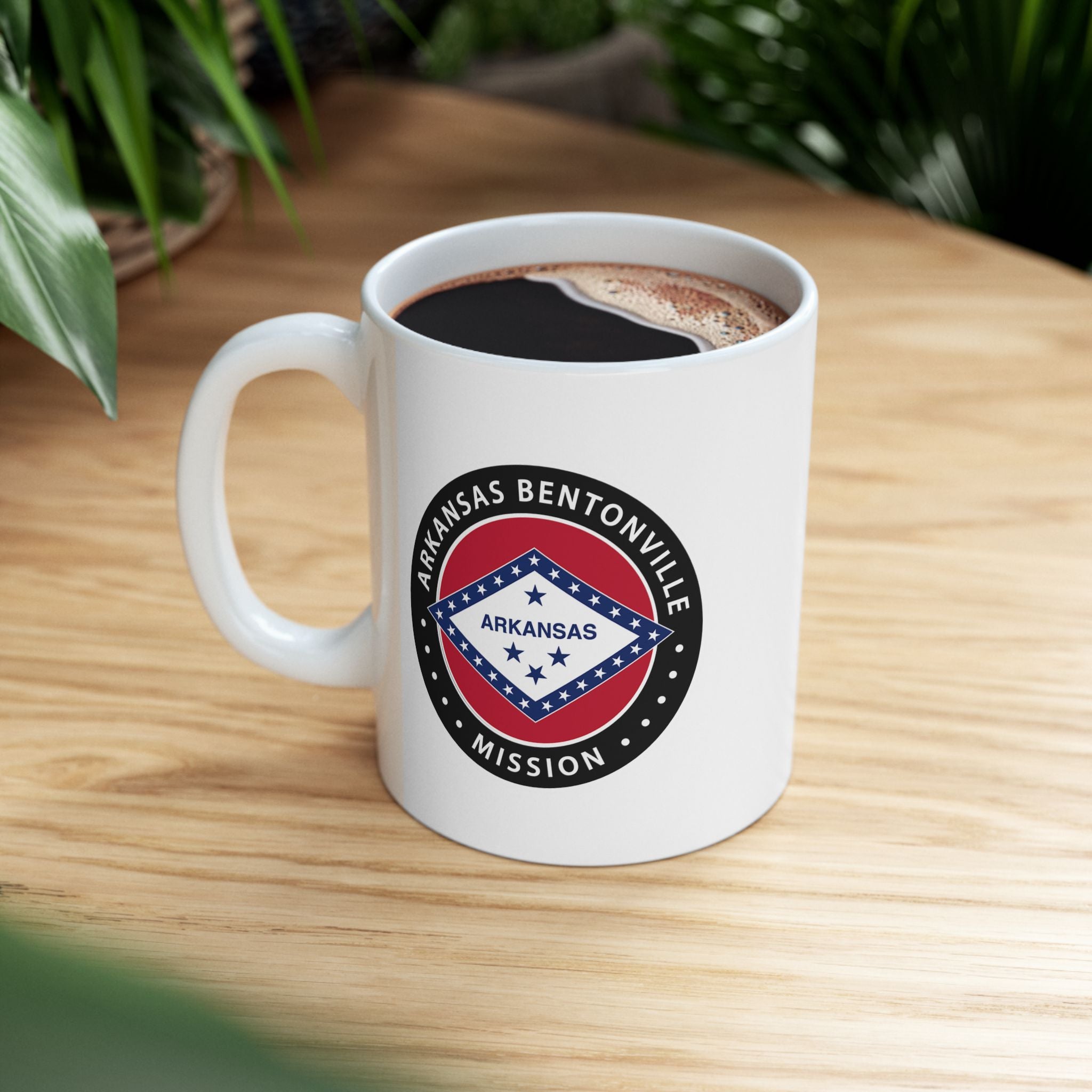 Arkansas Bentonville Mission State Flag Logo Ceramic Mug White Name - Latter-Day Saint LDS Missionary Gift - Book of Mormon