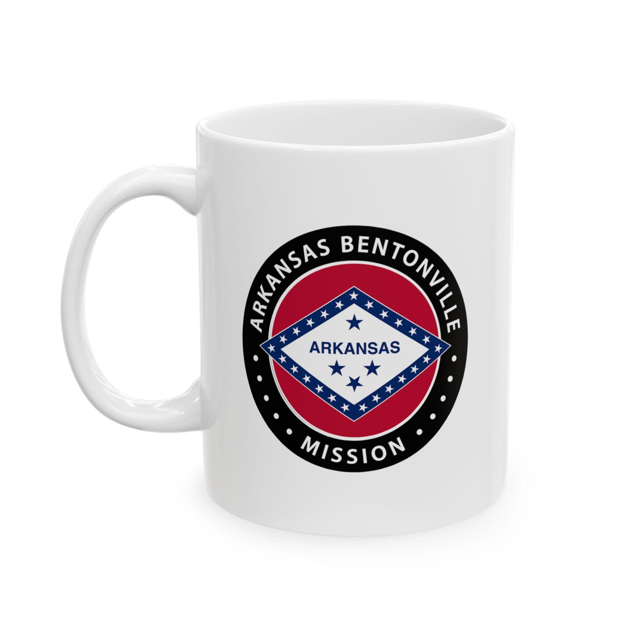 Arkansas Bentonville Mission State Flag Logo Ceramic Mug White Name - Latter-Day Saint LDS Missionary Gift - Book of Mormon