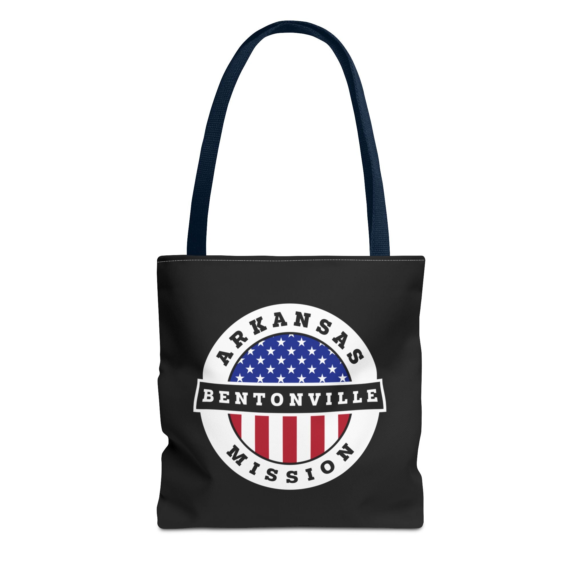 Arkansas Bentonville Mission USA Flag Logo Tote Bag Black - Latter-Day Saint LDS Missionary Gift - Book of Mormon