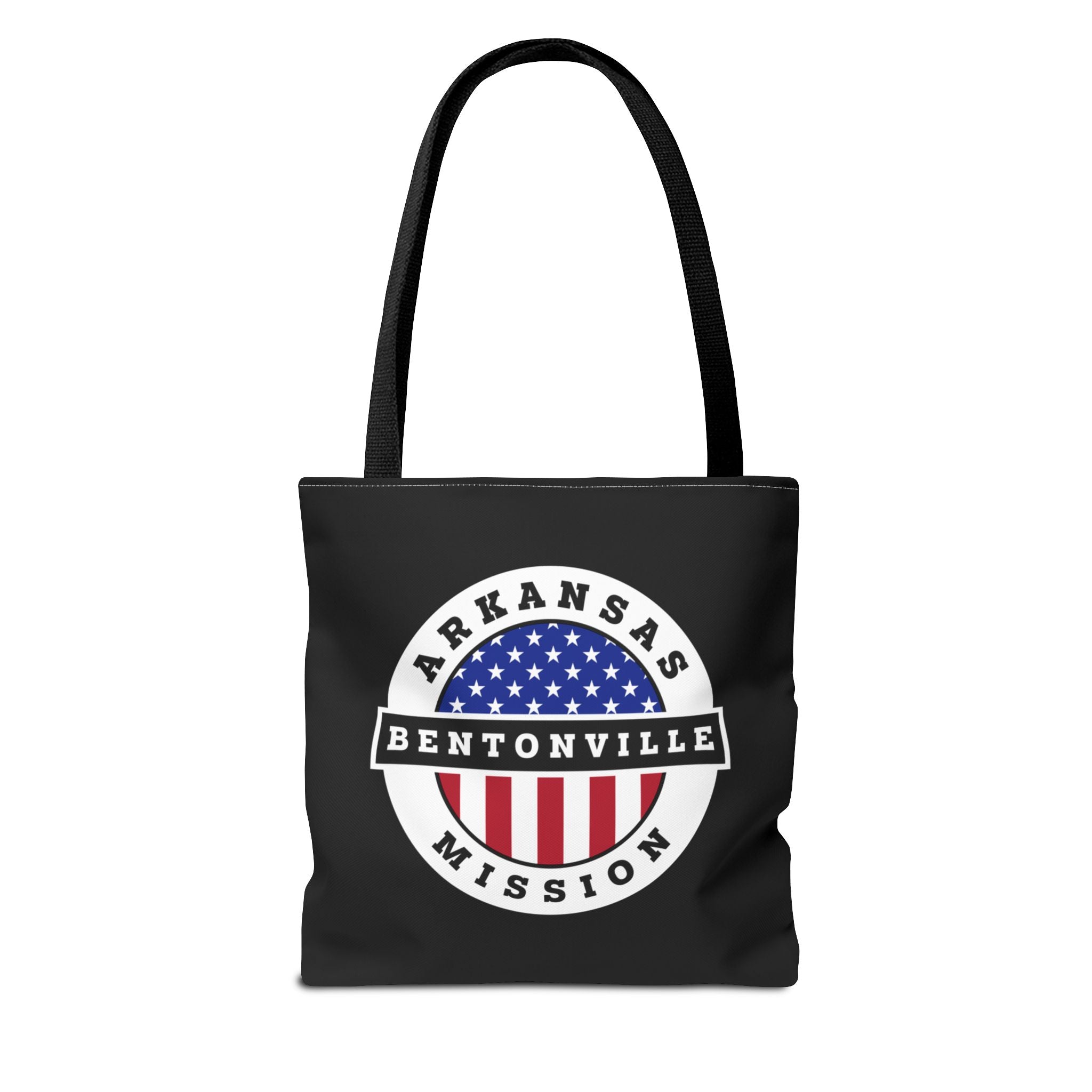 Arkansas Bentonville Mission USA Flag Logo Tote Bag Black - Latter-Day Saint LDS Missionary Gift - Book of Mormon