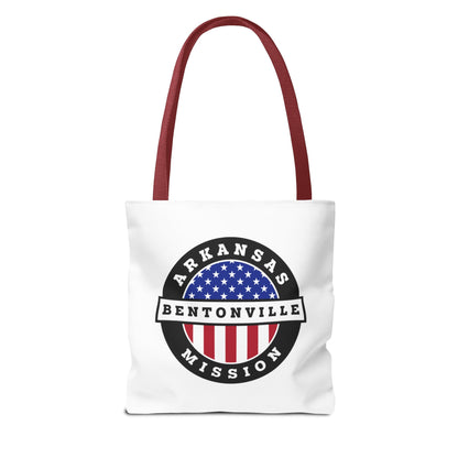 Arkansas Bentonville Mission USA Flag Logo Tote Bag White - Latter-Day Saint LDS Missionary Gift - Book of Mormon