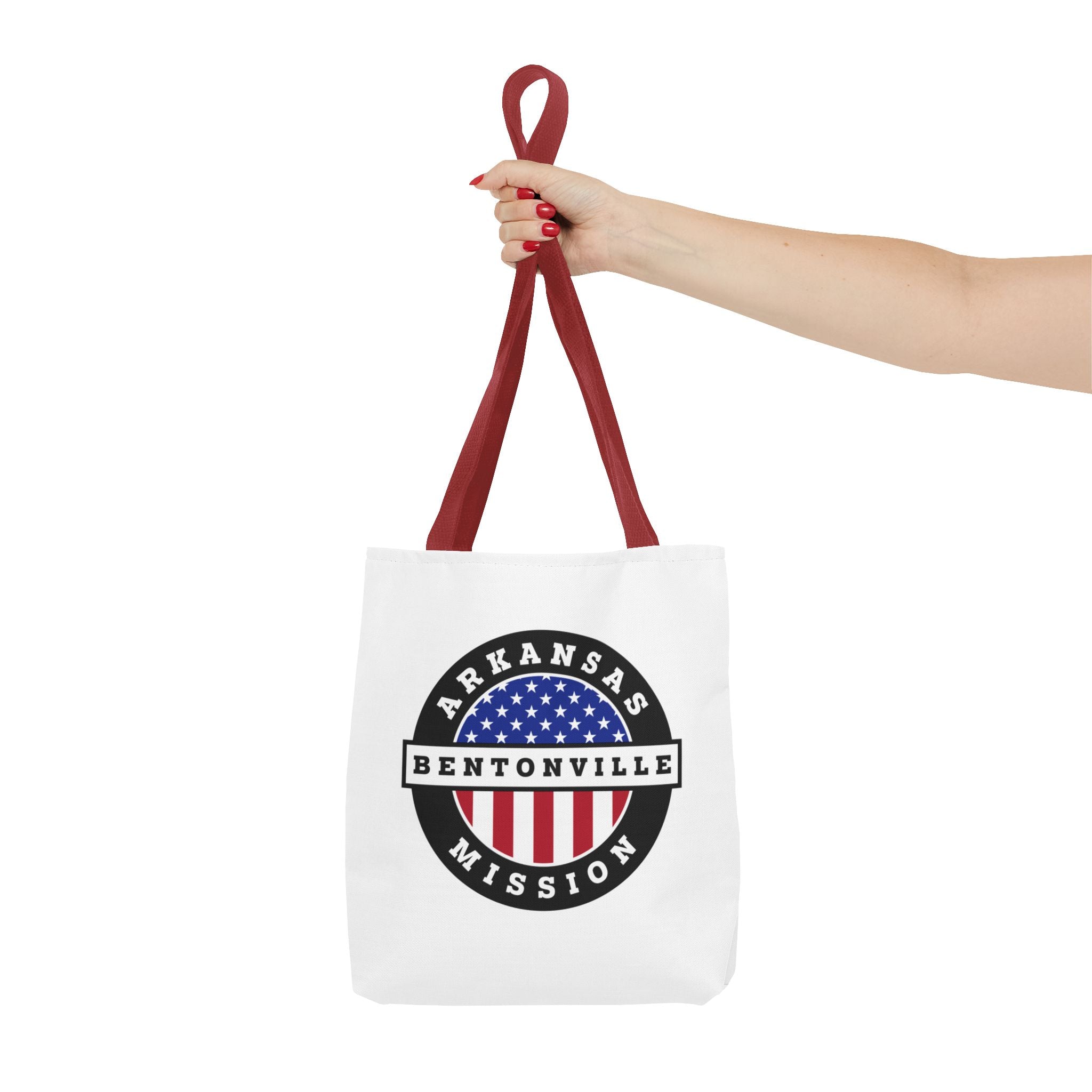 Arkansas Bentonville Mission USA Flag Logo Tote Bag White - Latter-Day Saint LDS Missionary Gift - Book of Mormon