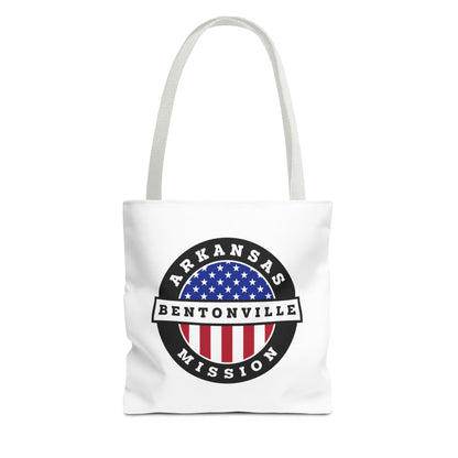 Arkansas Bentonville Mission USA Flag Logo Tote Bag White - Latter-Day Saint LDS Missionary Gift - Book of Mormon