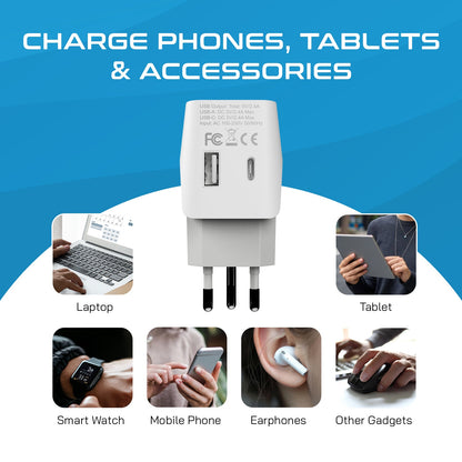 Switzerland Travel Adapter Plug Combo - Type J, C | USB-A + USB-C – Swiss Combo (CTU-9C-11A)