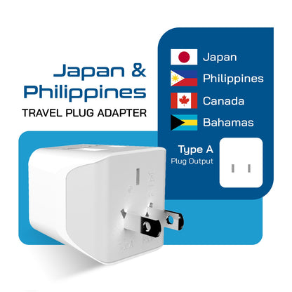 Japan, Philippines Travel Adapter - Type A - USB-A + USB-C (CTU-6)