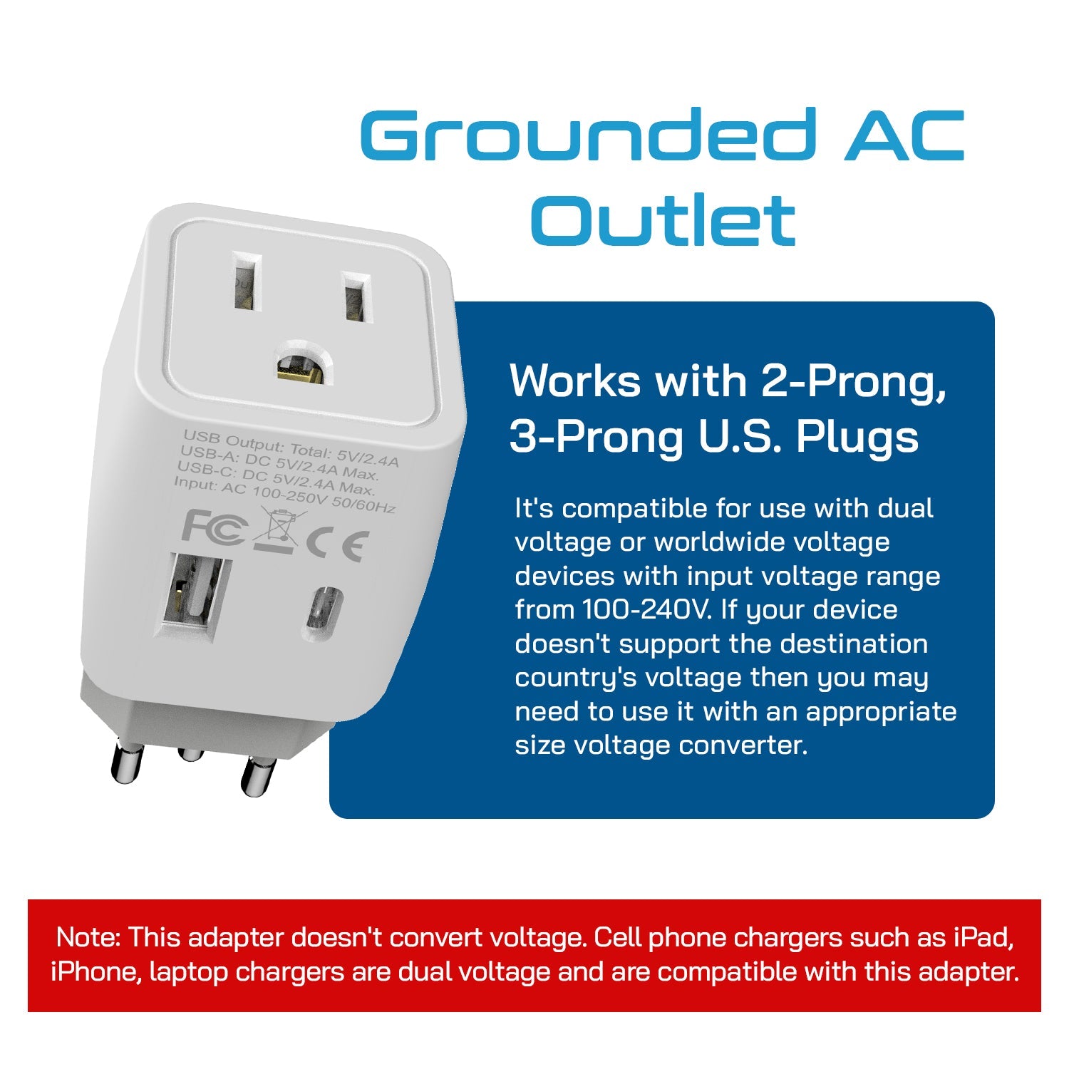 Switzerland Travel Adapter Plug Combo - Type J, C | USB-A + USB-C – Swiss Combo (CTU-9C-11A)