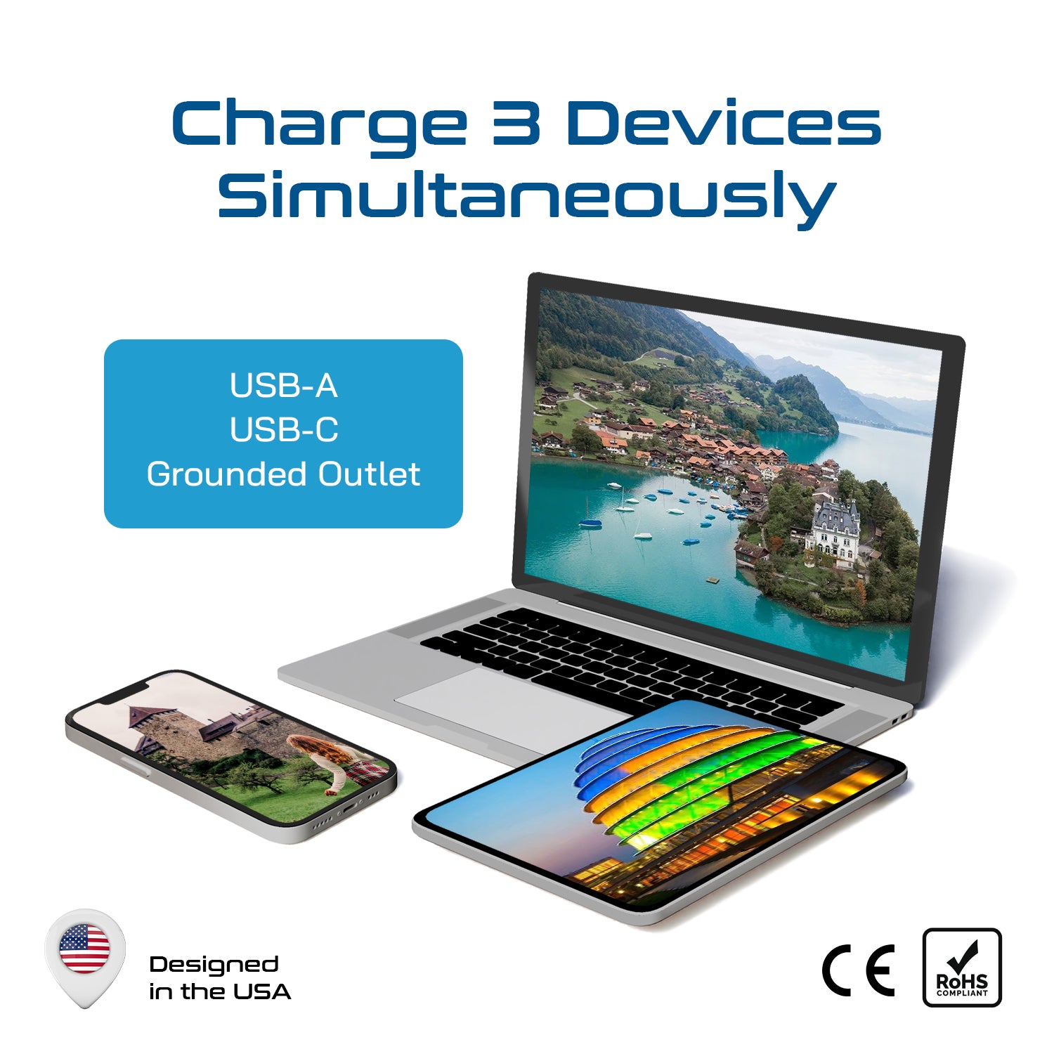 Switzerland Travel Adapter Plug Combo - Type J, C | USB-A + USB-C – Swiss Combo (CTU-9C-11A)