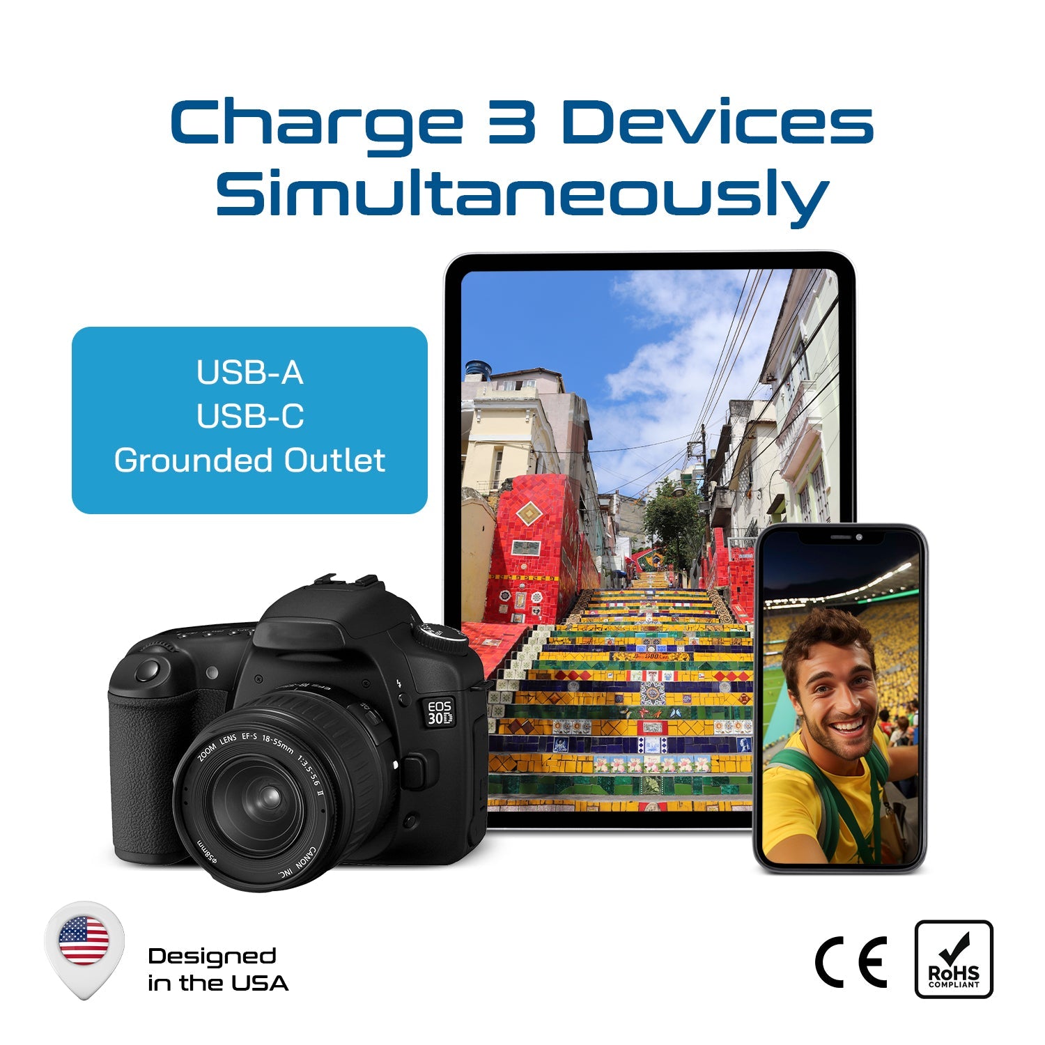 Brazil Travel Adapter Plug Combo - Type C, N | USB-A + USB-C - Brazilian Combo (CTU-9C-11C)