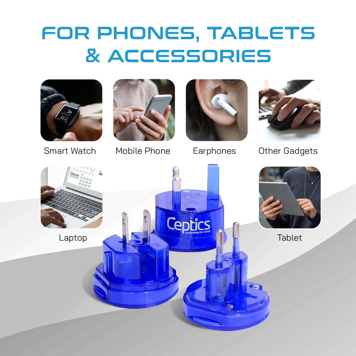 Ceptics Small Size Worldwide International Travel Plug Adapter Kit- 150+ Countries (UP-3K-1)