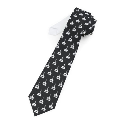 Auckland New Zealand Temple Patterned Neck Tie for Elders (Black) - Mission Wishlist - LDS Missionary Gift Store