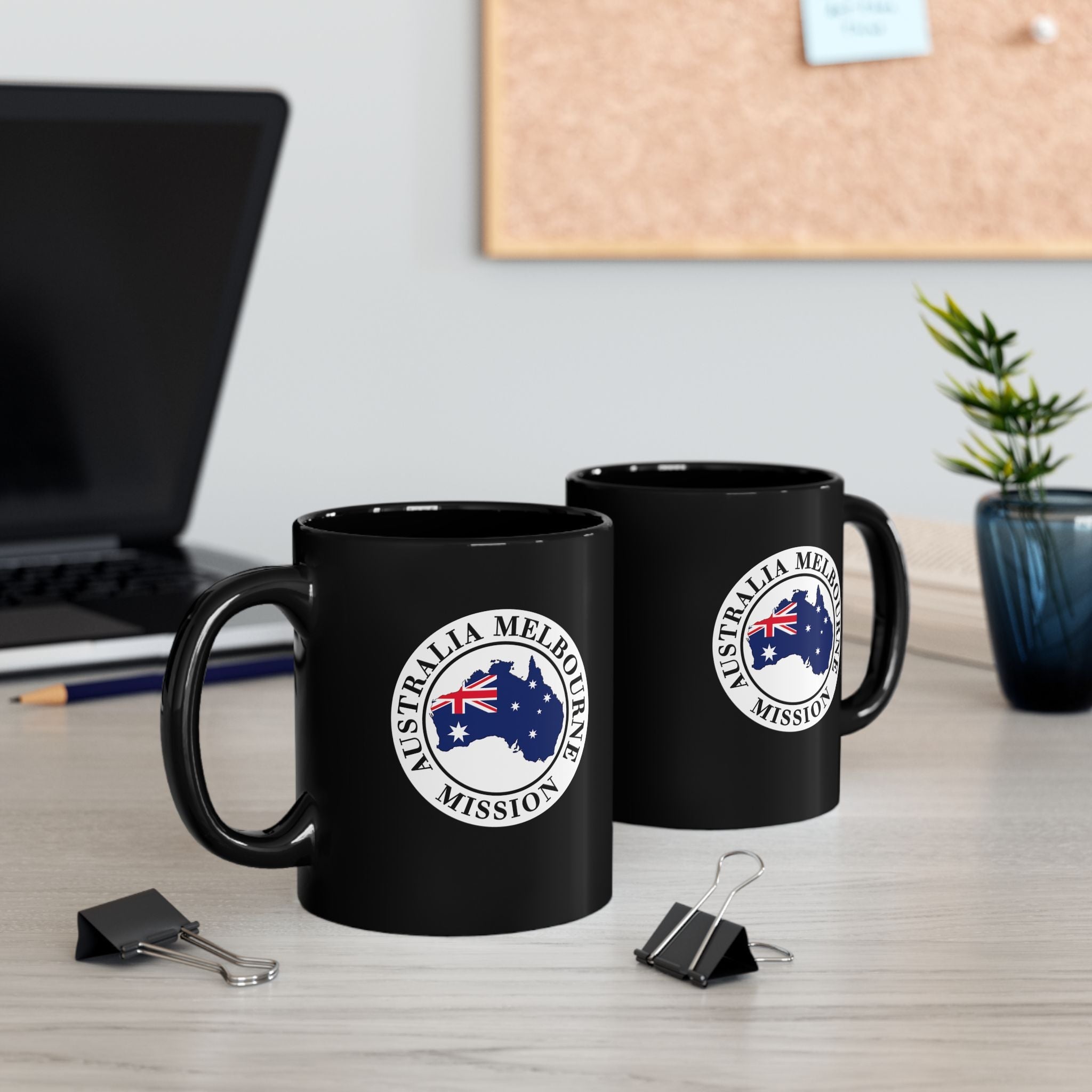 Australia Melbourne Mission Circular Flag Black Ceramic Mug - Latter-Day Saint LDS Missionary Gift - Book of Mormon