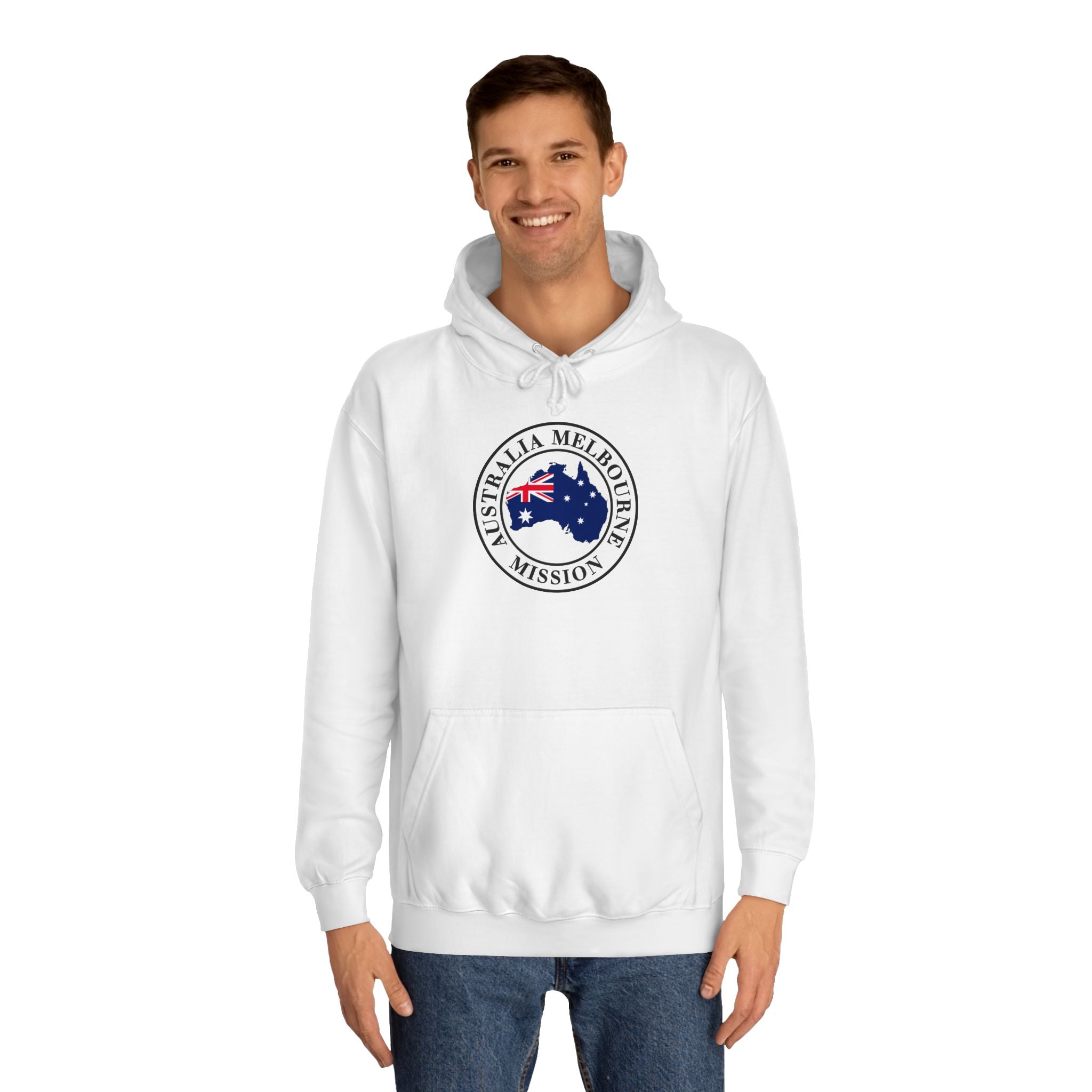 Australia Melbourne Mission Flag Logo (White Border) College Hoodie - Latter-Day Saint LDS Missionary Gift - Book of Mormon